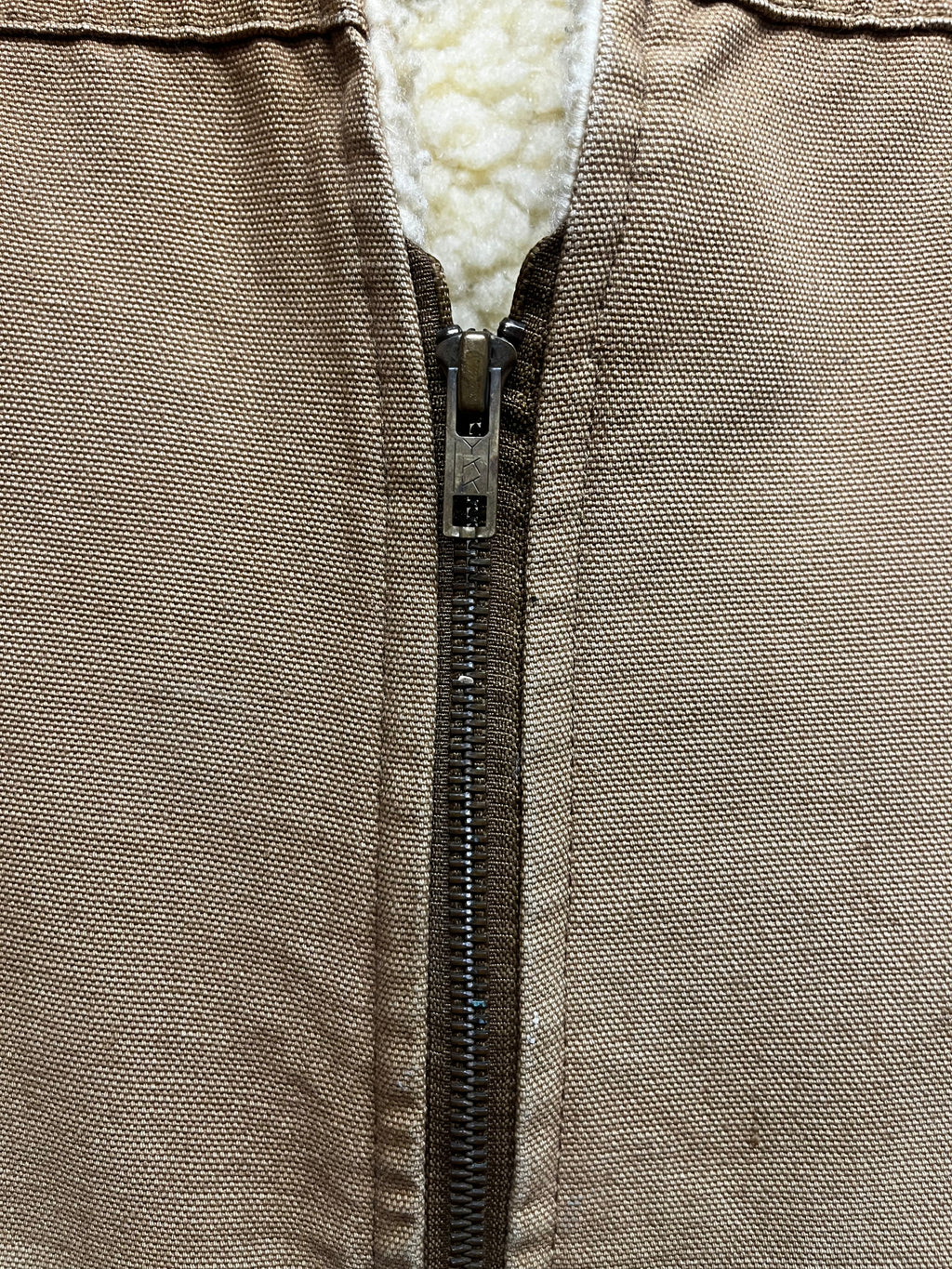 Vintage Carhartt Canvas Sherpa Lined Tan Hunting Vest 6SV: Large