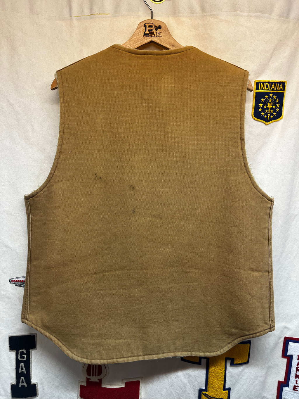 Vintage Carhartt Canvas Sherpa Lined Tan Hunting Vest 6SV: Large