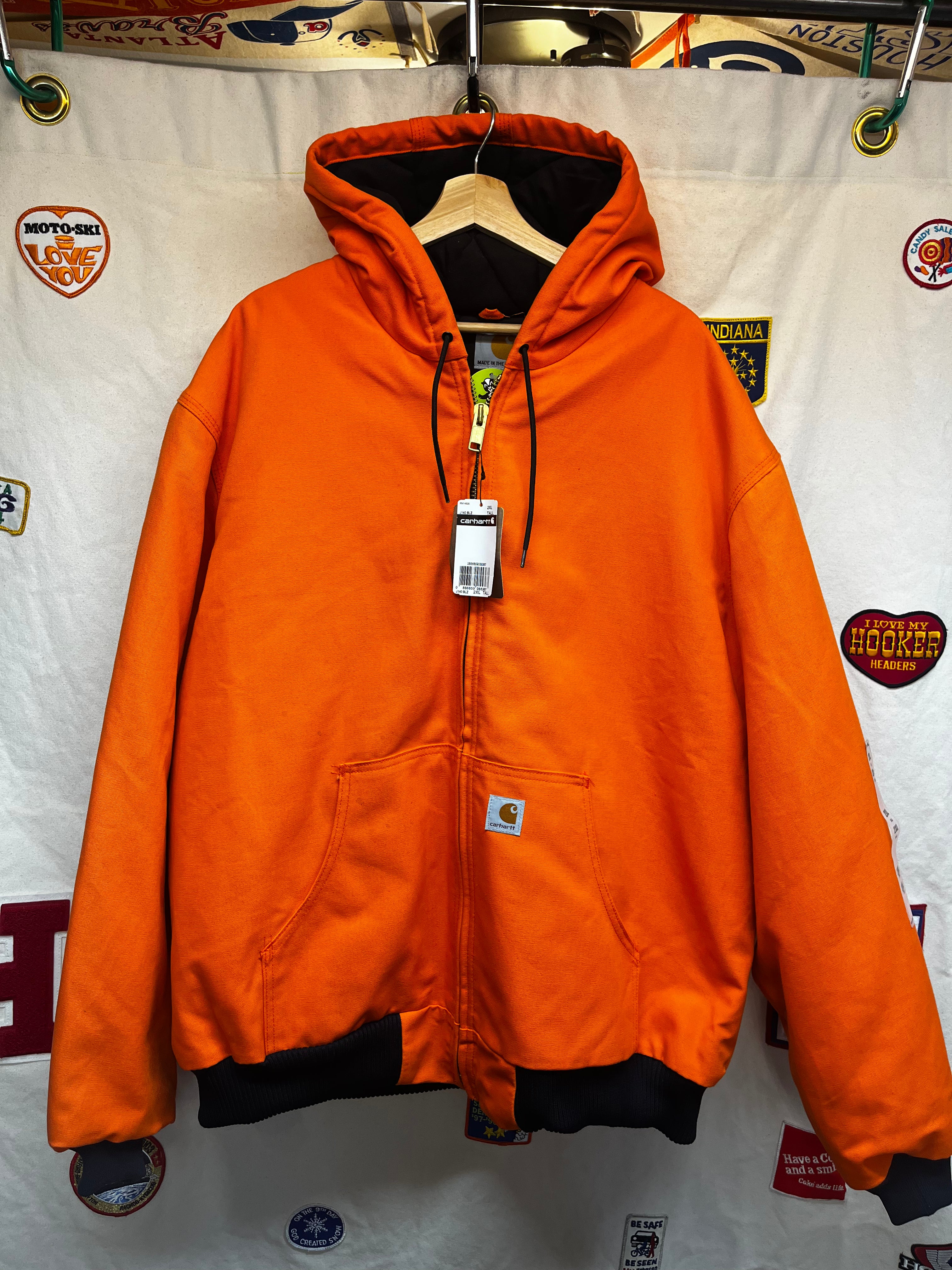 Vintage Carhartt Blaze Hunting Orange Zip-up Lined Hooded Jacket NWT: 2XL Tall