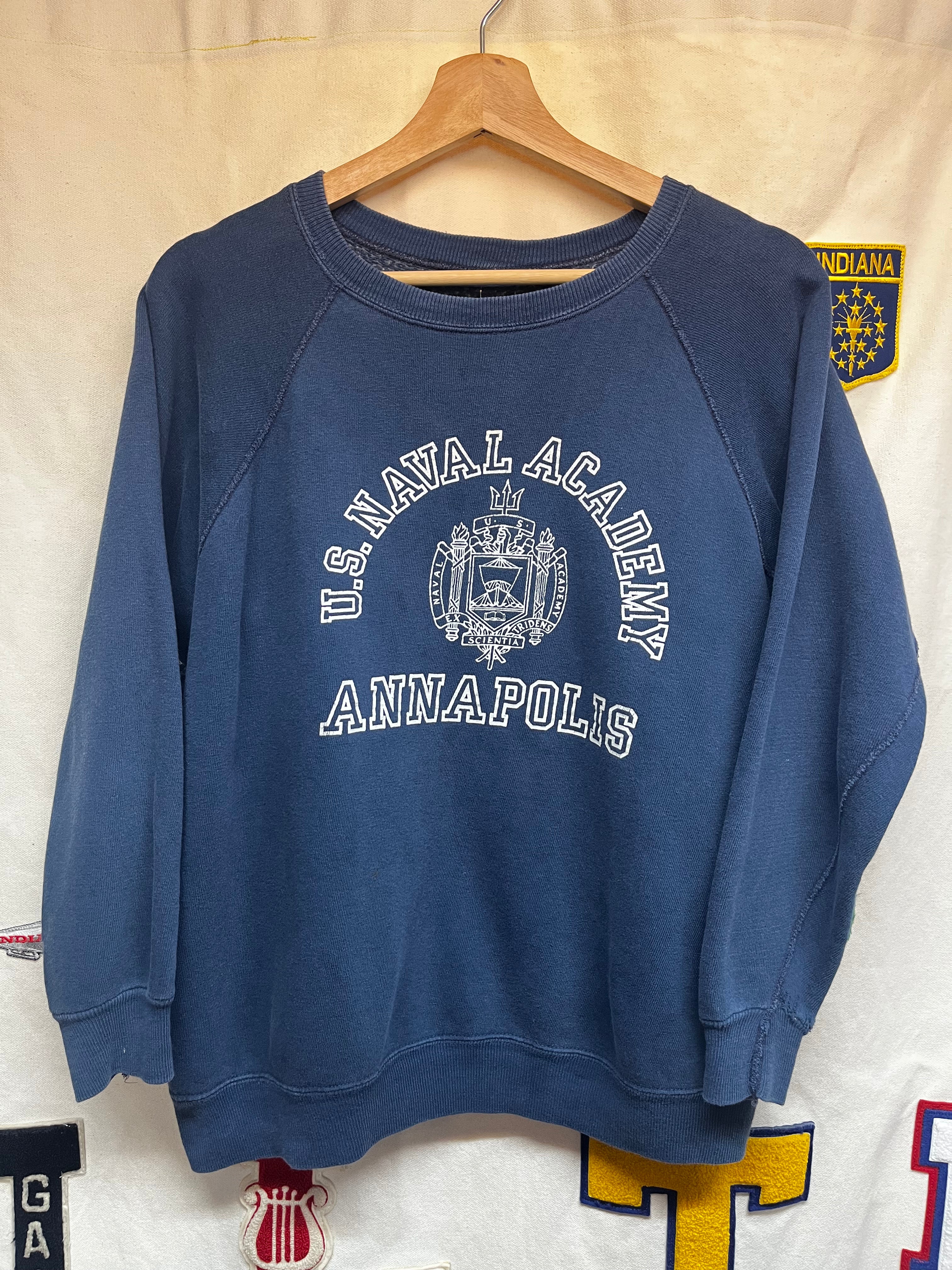 True Vintage 1960's US Naval Academy Annapolis Blue Sweatshirt: Medium