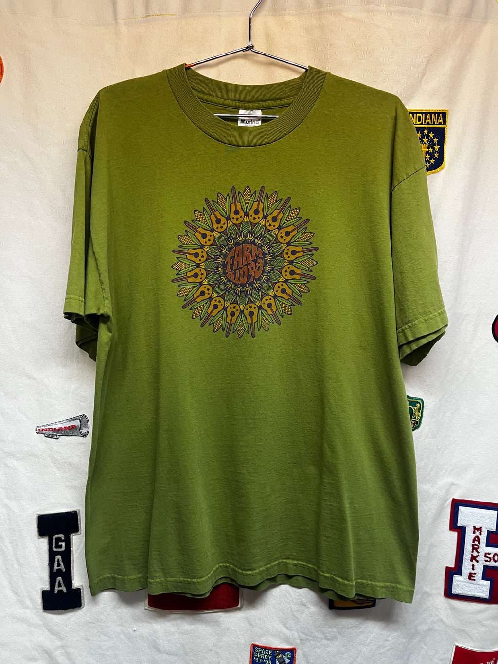 Vintage Farm Aid 1998 Phish Willie Nelson Green Concert Festival T-Shirt: XL