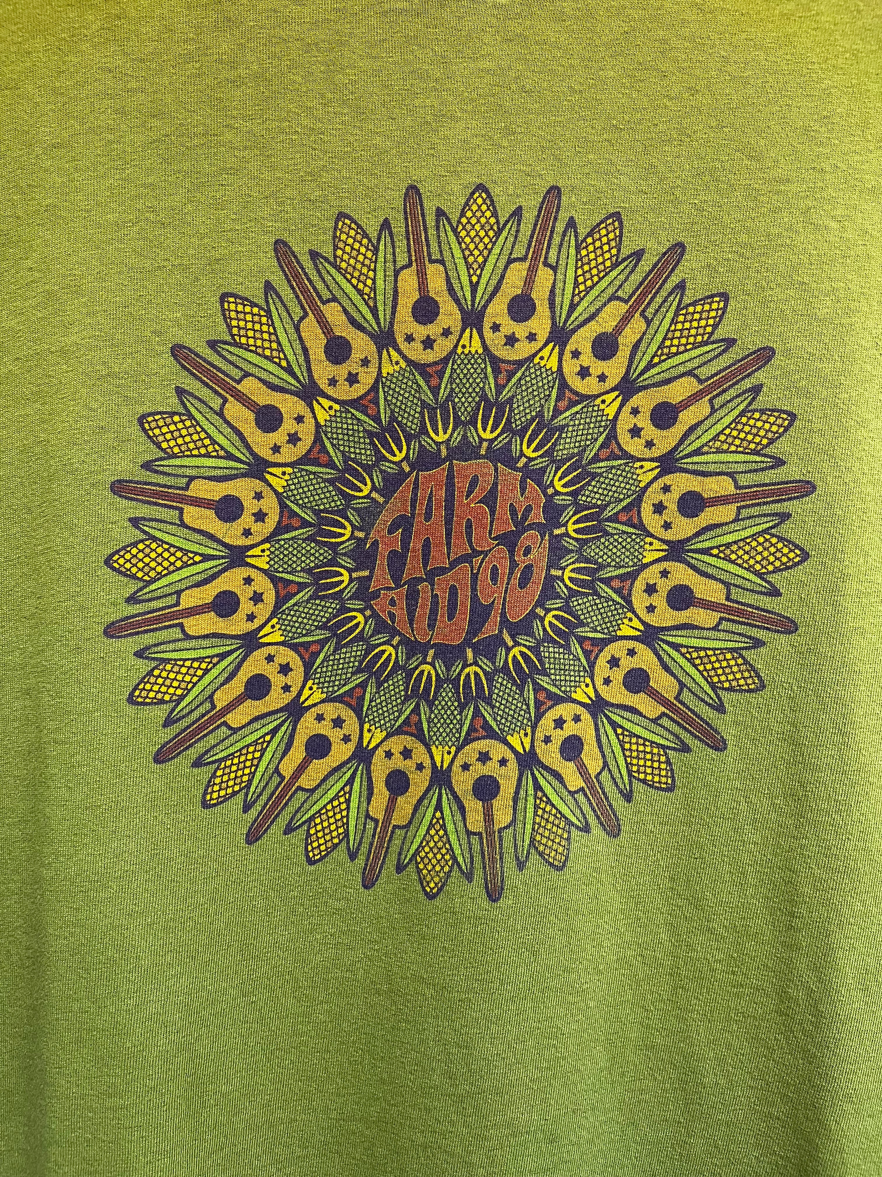 Vintage Farm Aid 1998 Phish Willie Nelson Green Concert Festival T-Shirt: XL