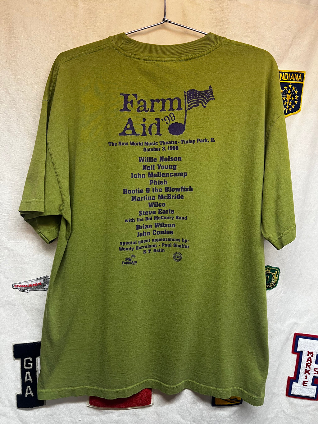 Vintage Farm Aid 1998 Phish Willie Nelson Green Concert Festival T-Shirt: XL