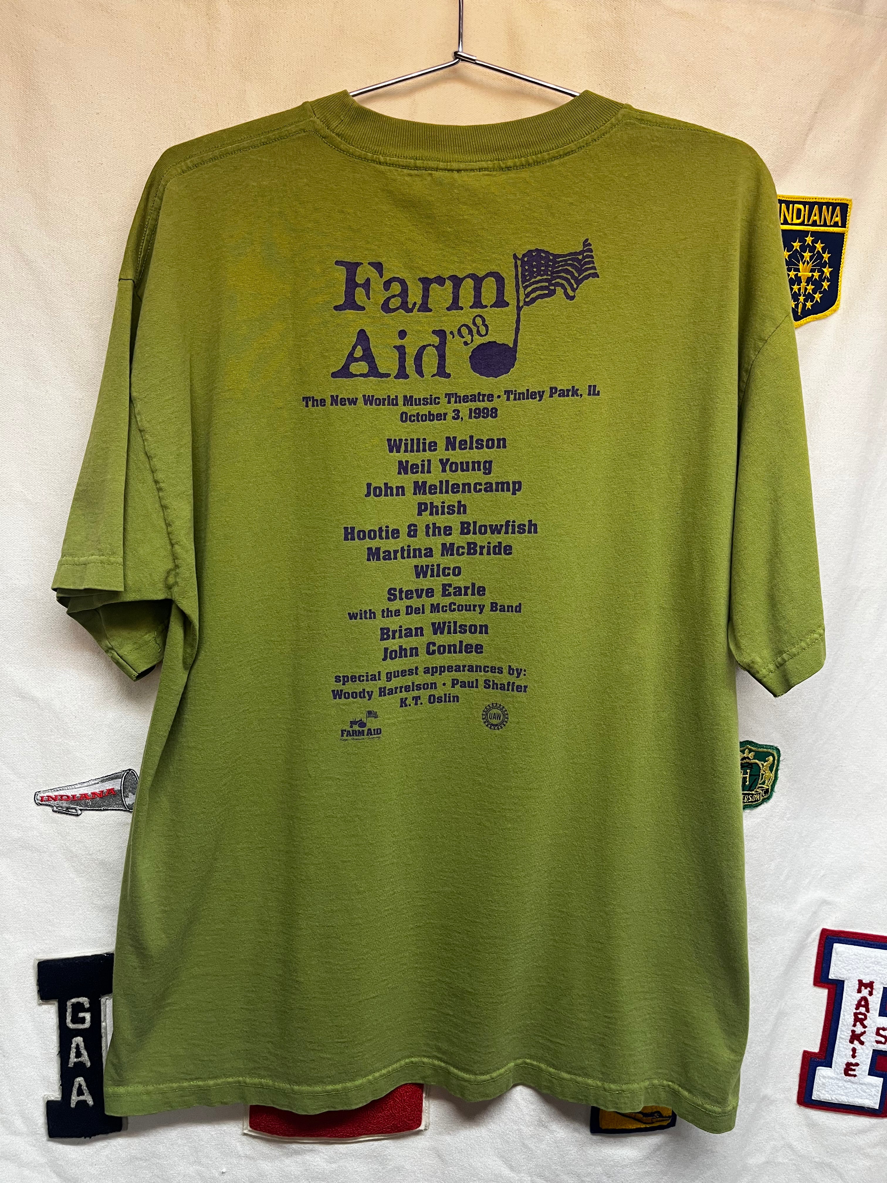 Vintage Farm Aid 1998 Phish Willie Nelson Green Concert Festival T-Shirt: XL