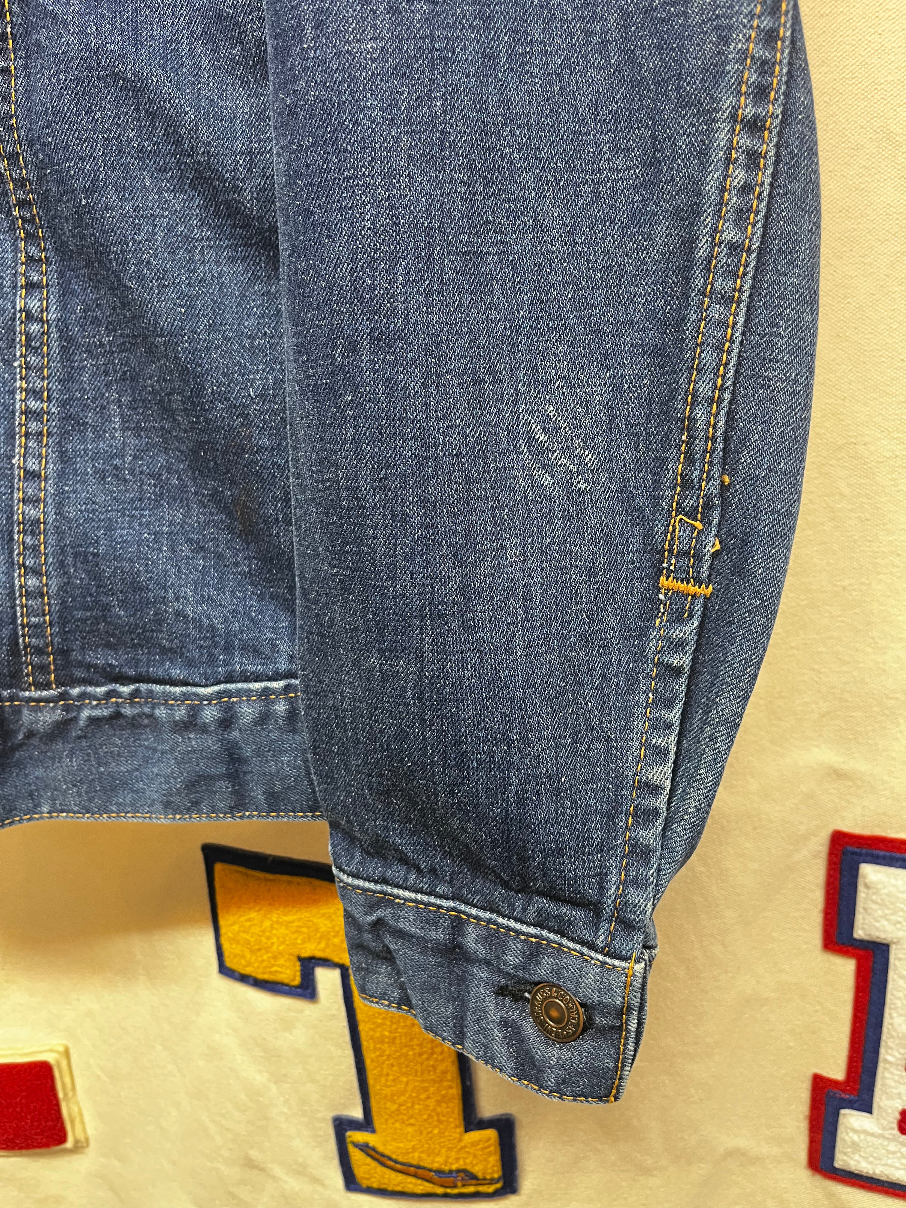 Vintage 70's Levi's Denim Trucker Jacket Embroidered 70505-0217: Small