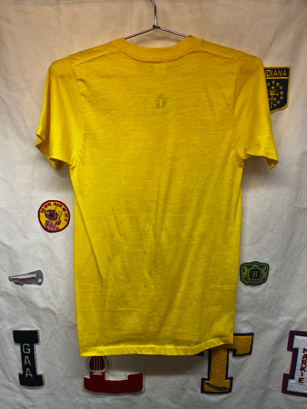 Vintage Sylvester Stallone 70's Heat Transfer Photo Yellow T-Shirt: Small