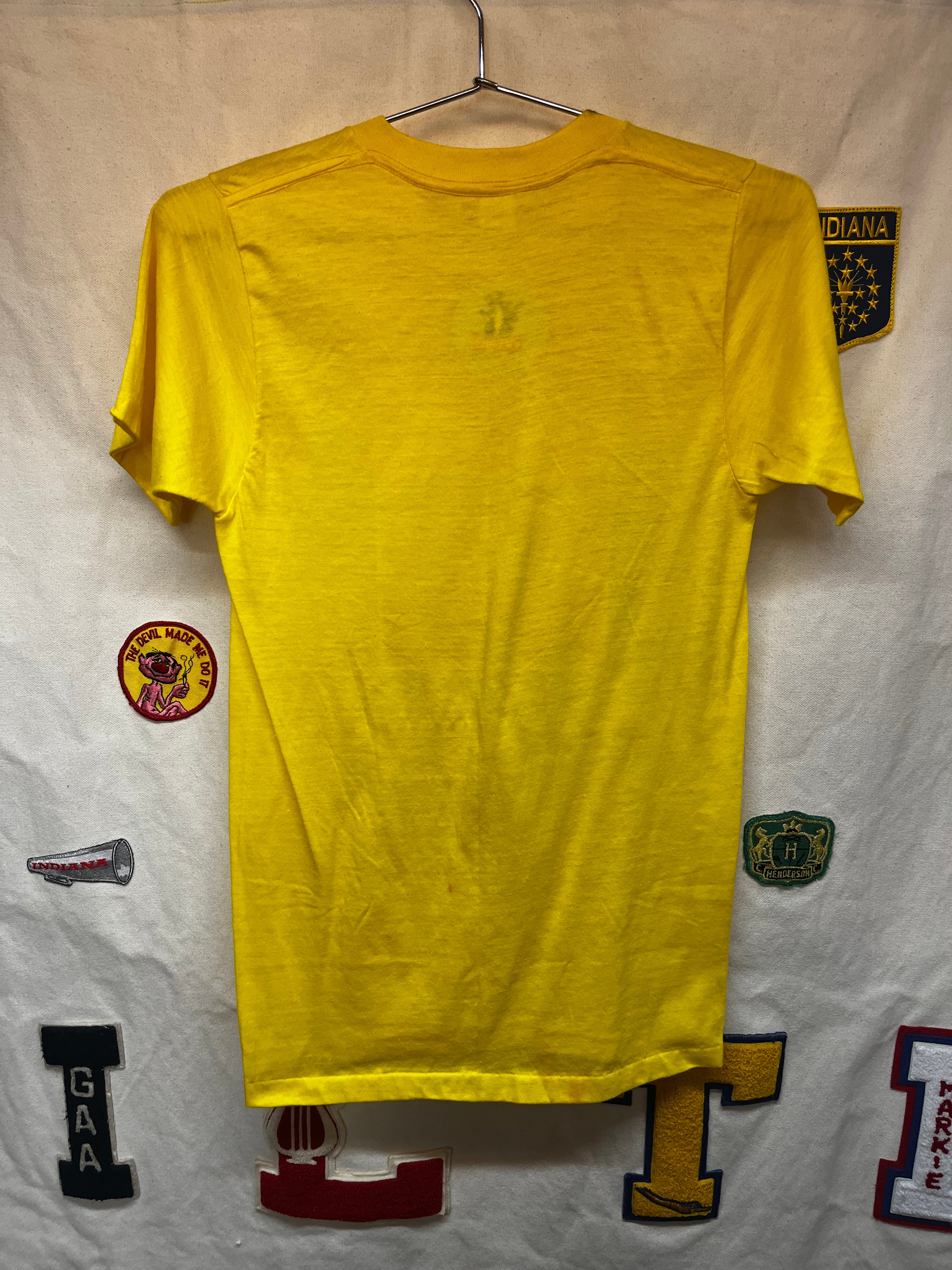Vintage Sylvester Stallone 70's Heat Transfer Photo Yellow T-Shirt: Small