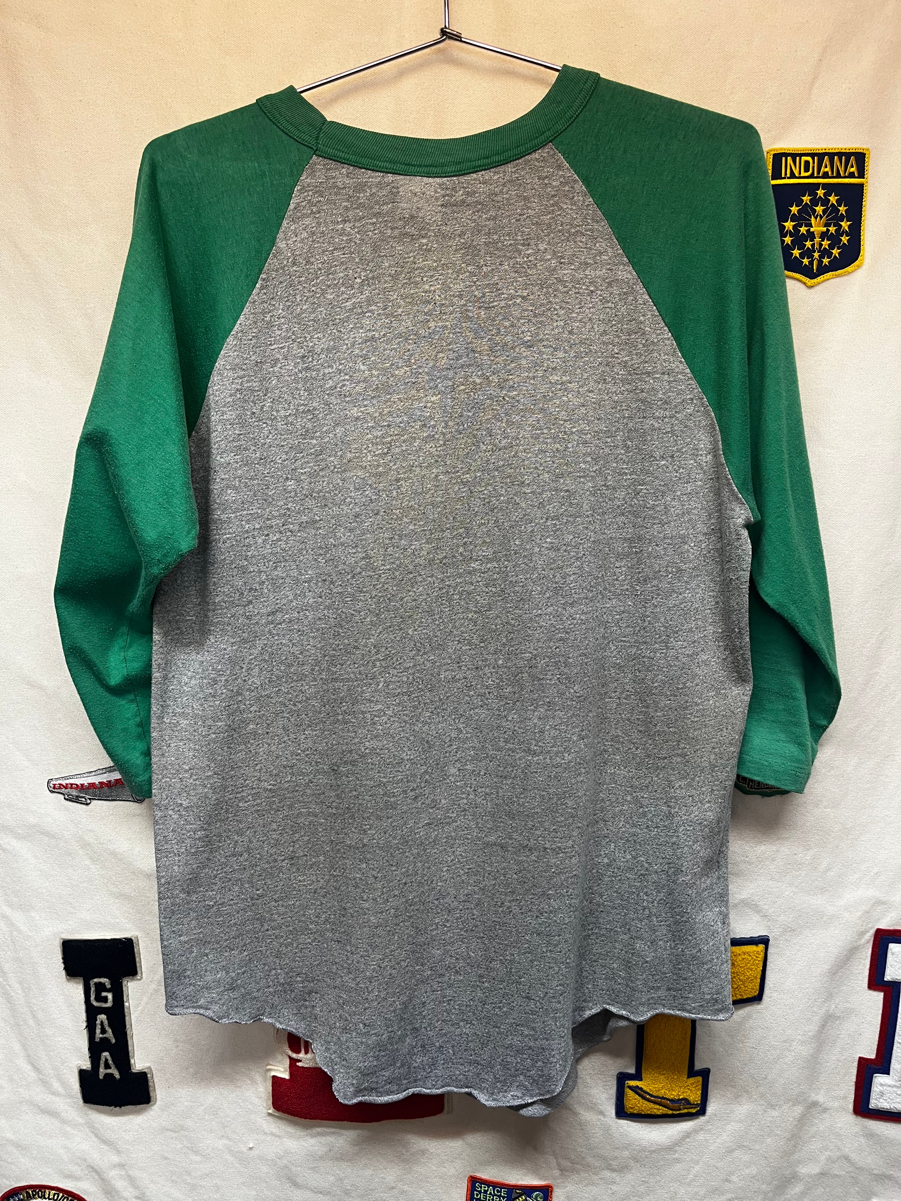 Vintage Vette Corvette 80's Car Heat Transfer Green/Grey Raglan T-Shirt: Large