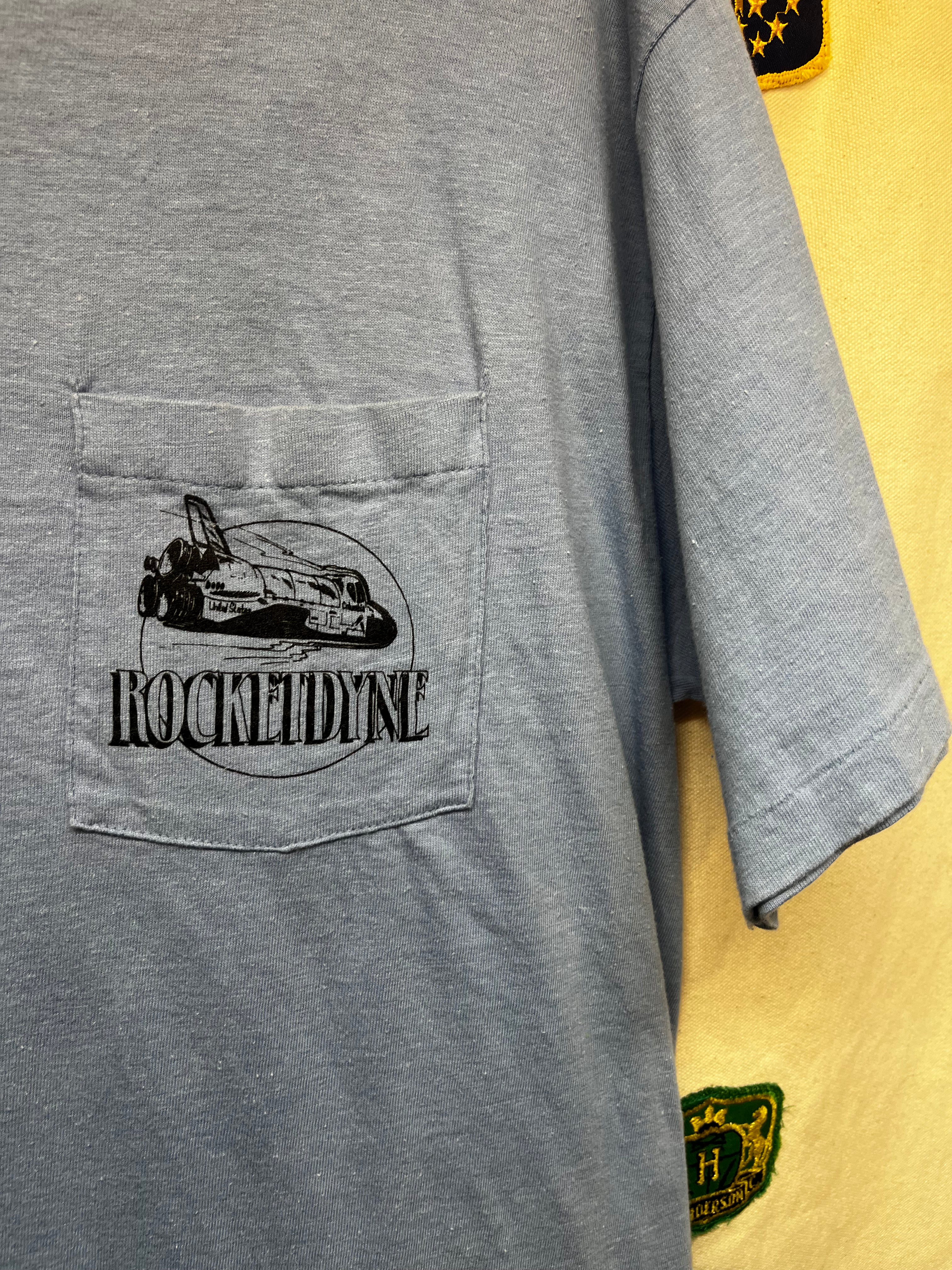 Vintage 80's Rocketdyne Does it Again Nasa Columbia Space Ship Pocket T-Shirt: XL