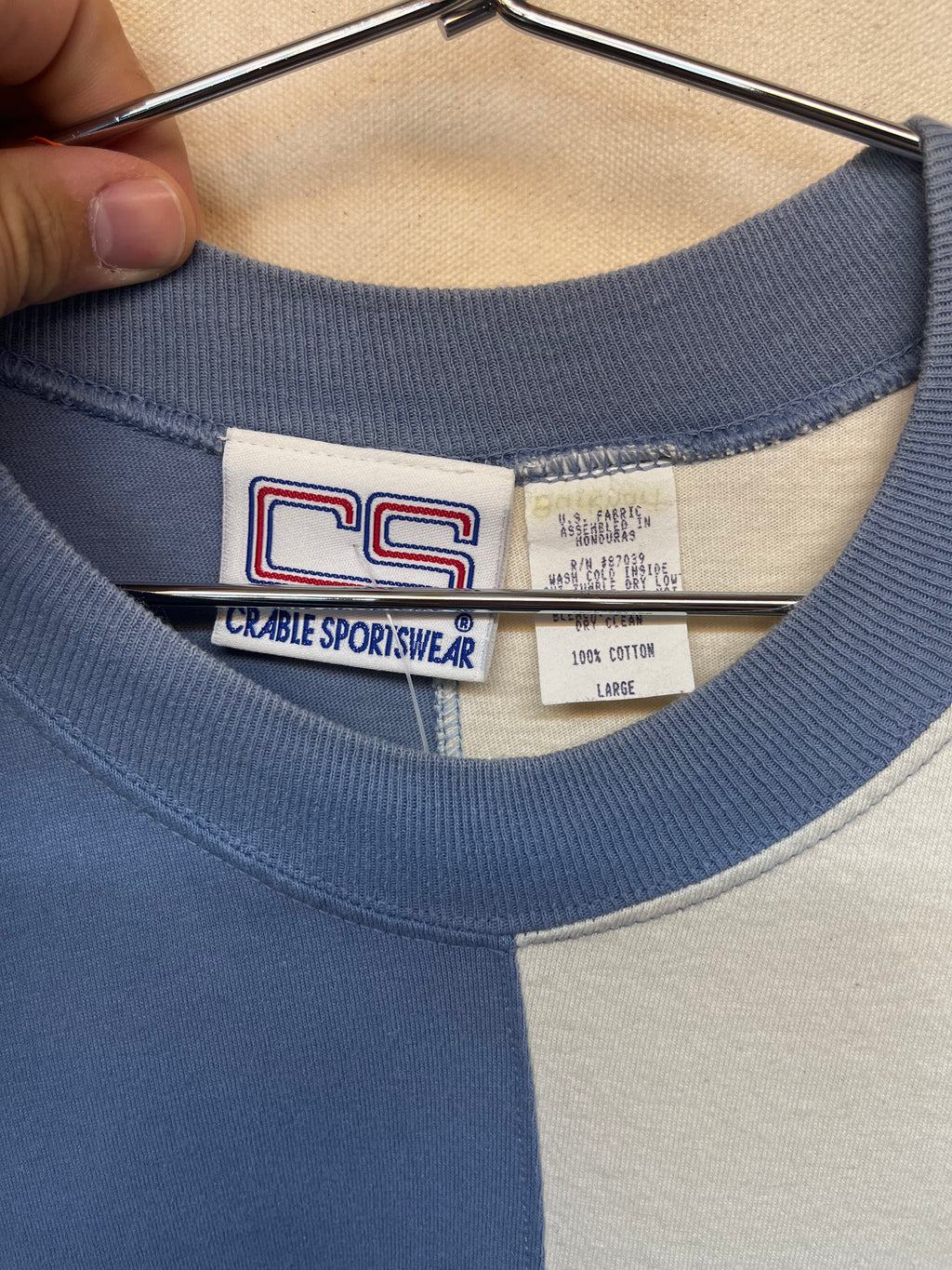 Vintage Duke University Blue Devils Crable Sportswear Split Two Tone Ringer T-Shirt: Large