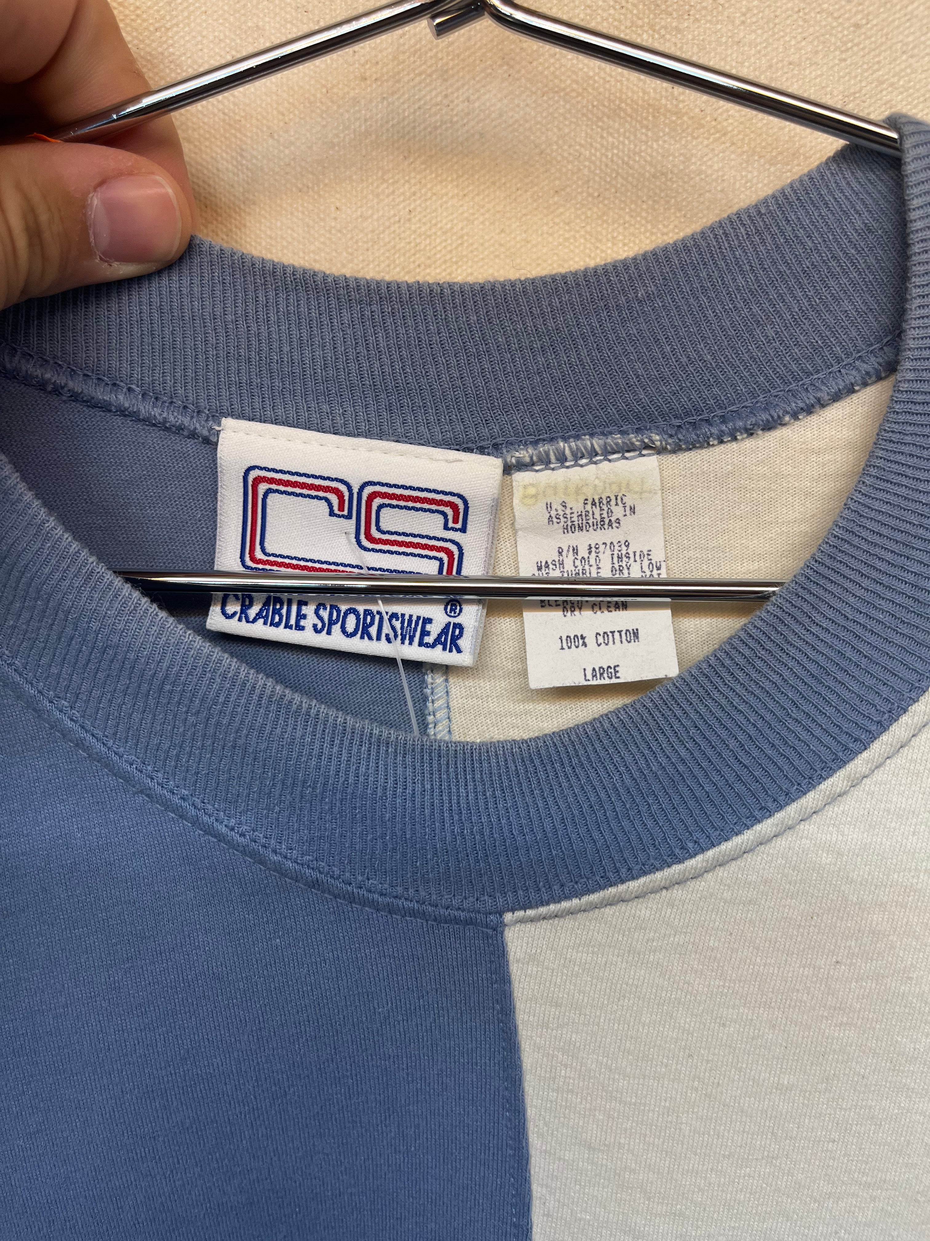 Vintage Duke University Blue Devils Crable Sportswear Split Two Tone Ringer T-Shirt: Large