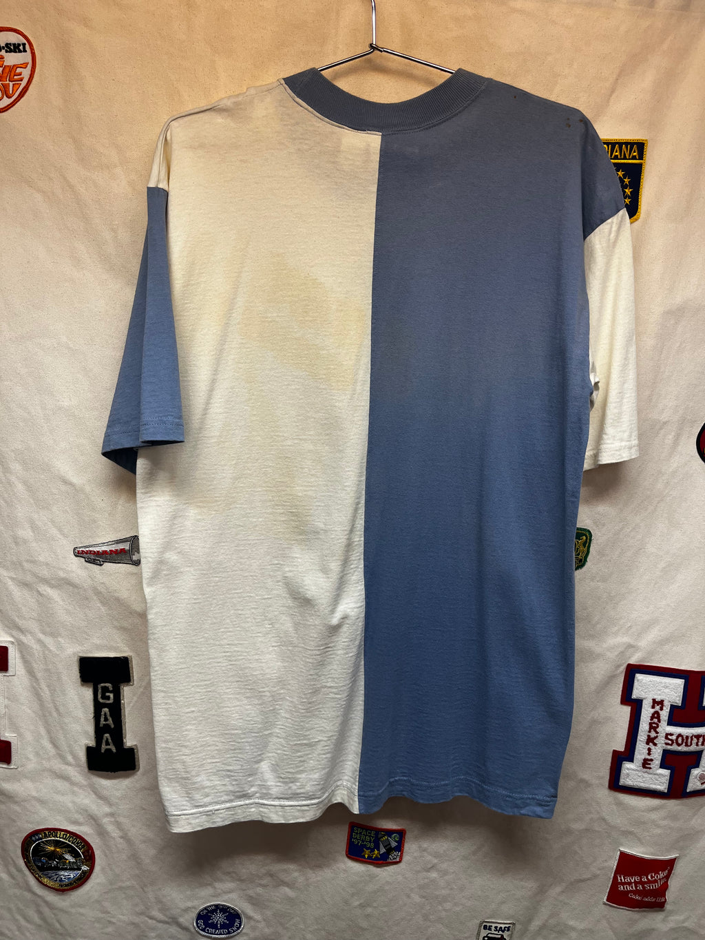 Vintage Duke University Blue Devils Crable Sportswear Split Two Tone Ringer T-Shirt: Large