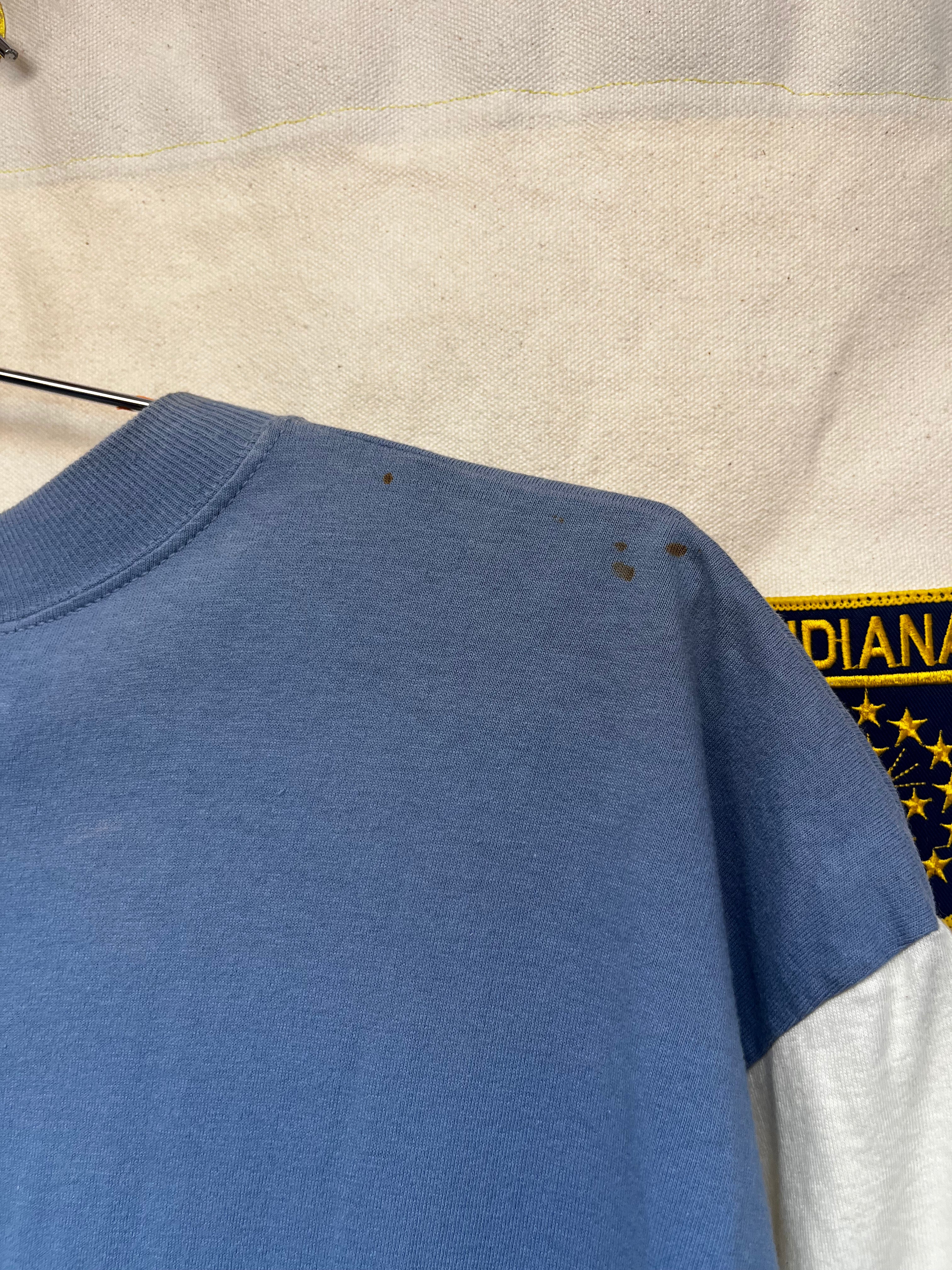 Vintage Duke University Blue Devils Crable Sportswear Split Two Tone Ringer T-Shirt: Large