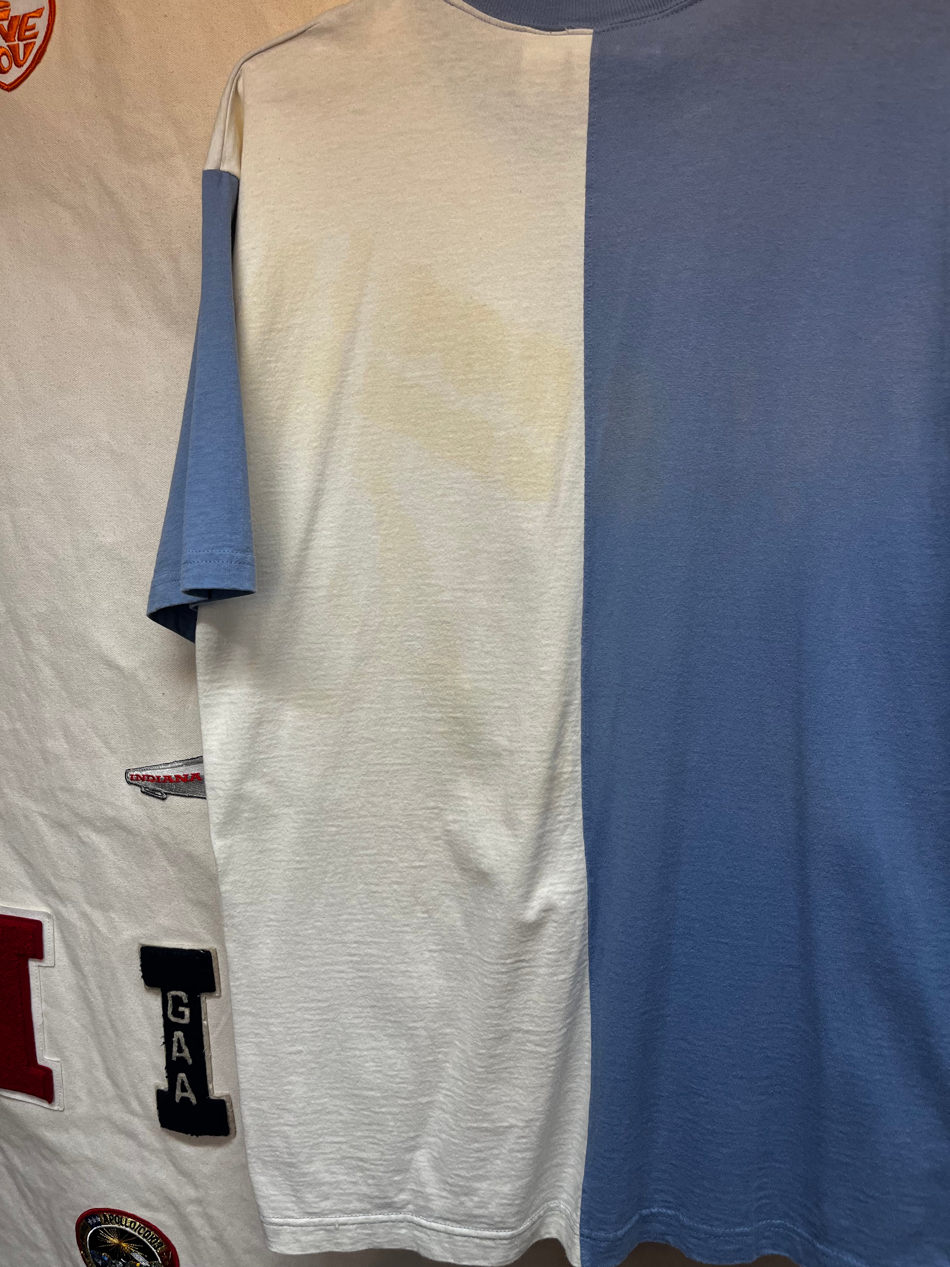 Vintage Duke University Blue Devils Crable Sportswear Split Two Tone Ringer T-Shirt: Large
