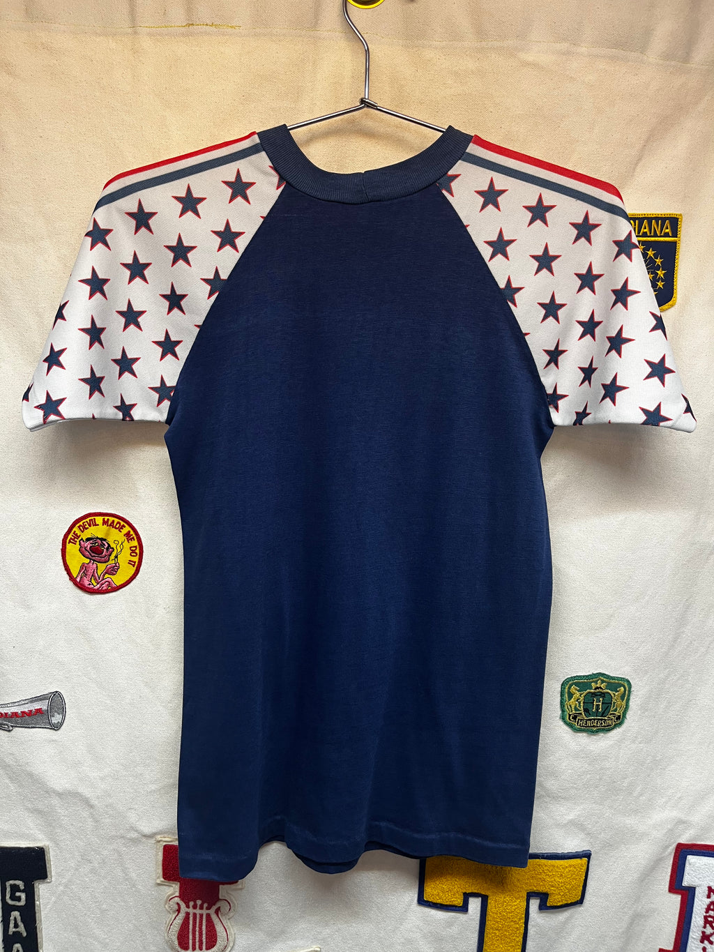 Vintage 70's Handorf Germany Stars and Stripes Velva Sheen Raglan T-Shirt: Small