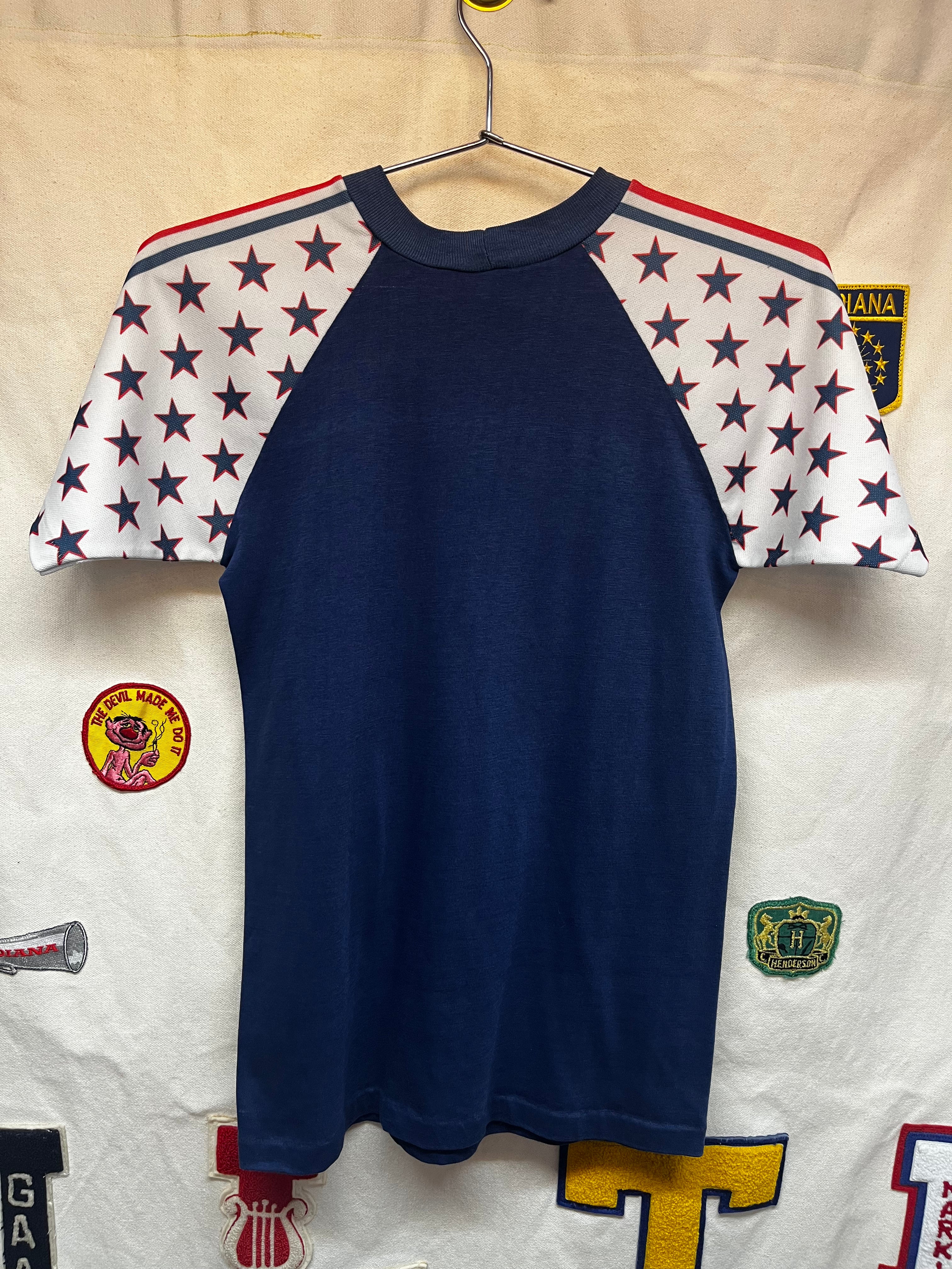 Vintage 70's Handorf Germany Stars and Stripes Velva Sheen Raglan T-Shirt: Small