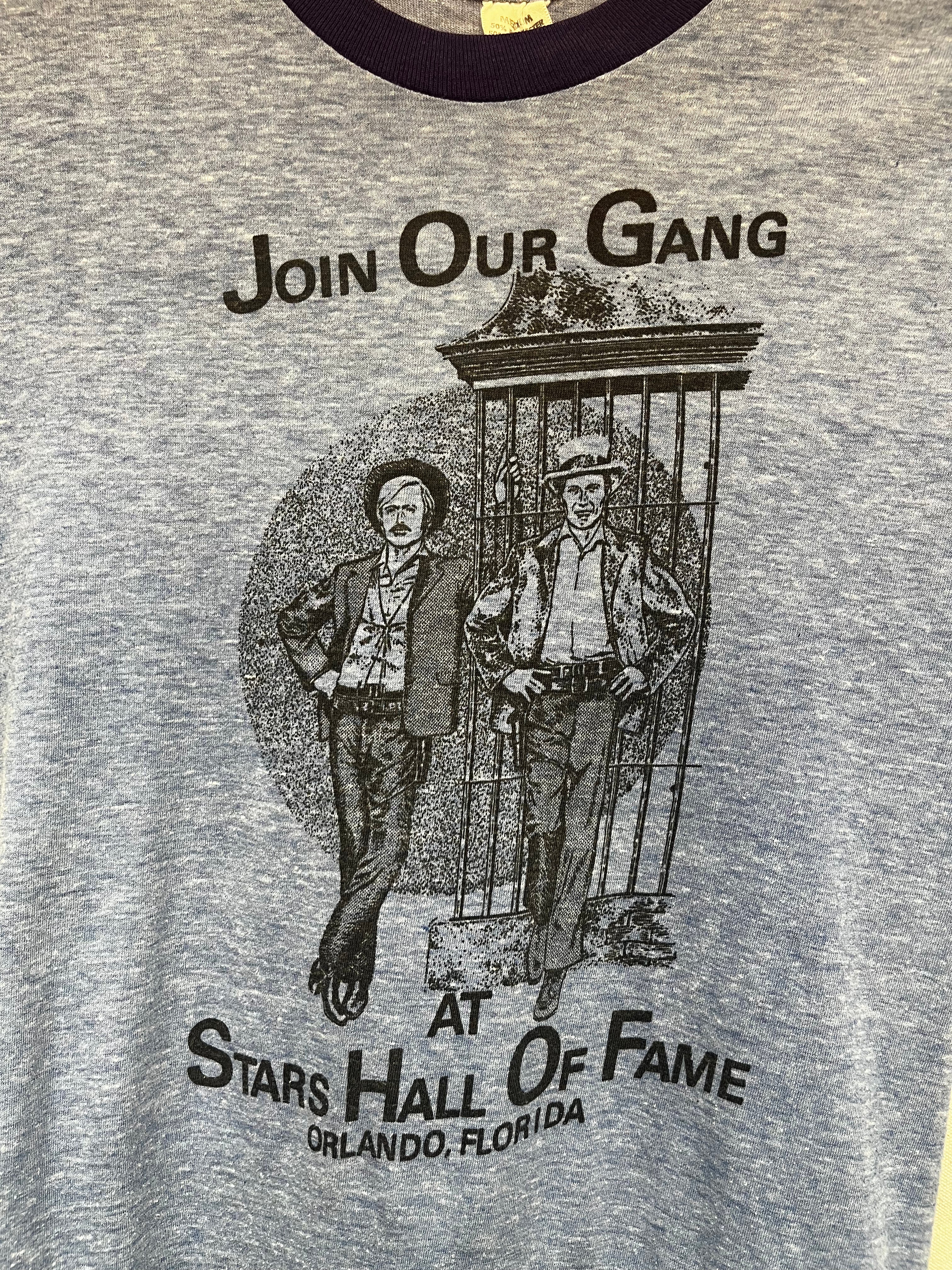 Vtg Join Our Gang Stars Hall of Fame Orlando Butch Cassidy Sundance Kid Blue 70's Ringer T-Shirt: Medium
