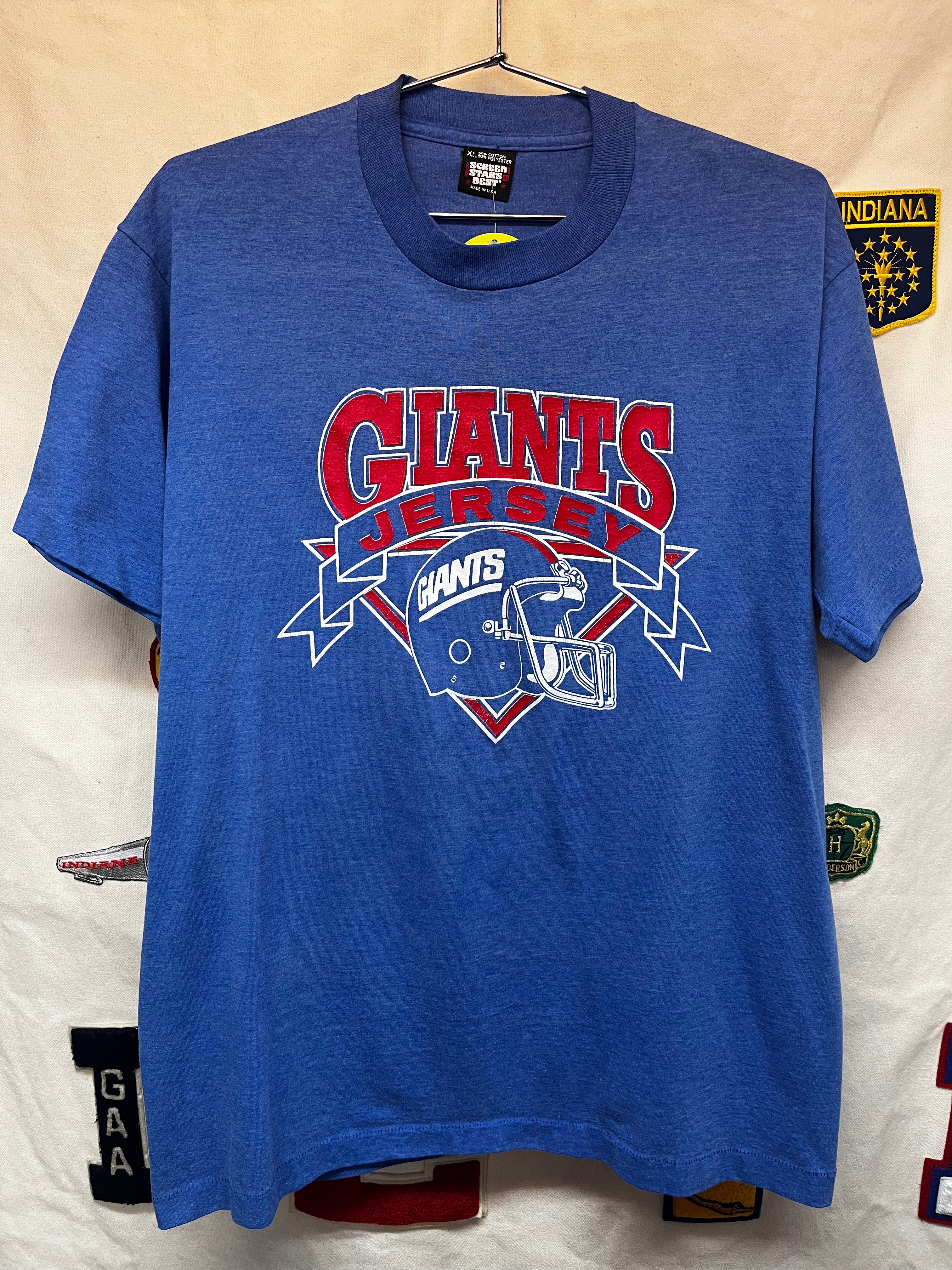 Vintage New York Jersey Giants Helmet NFL Football Blue 80's T-Shirt: XL