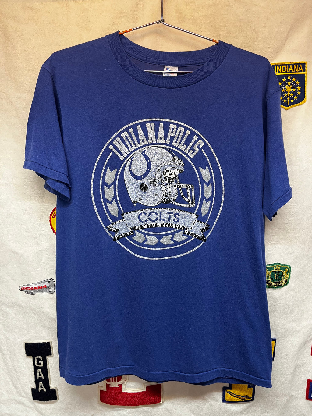Vintage Indianapolis Colts Helmet NFL Blue Champion 80's T-Shirt: Large