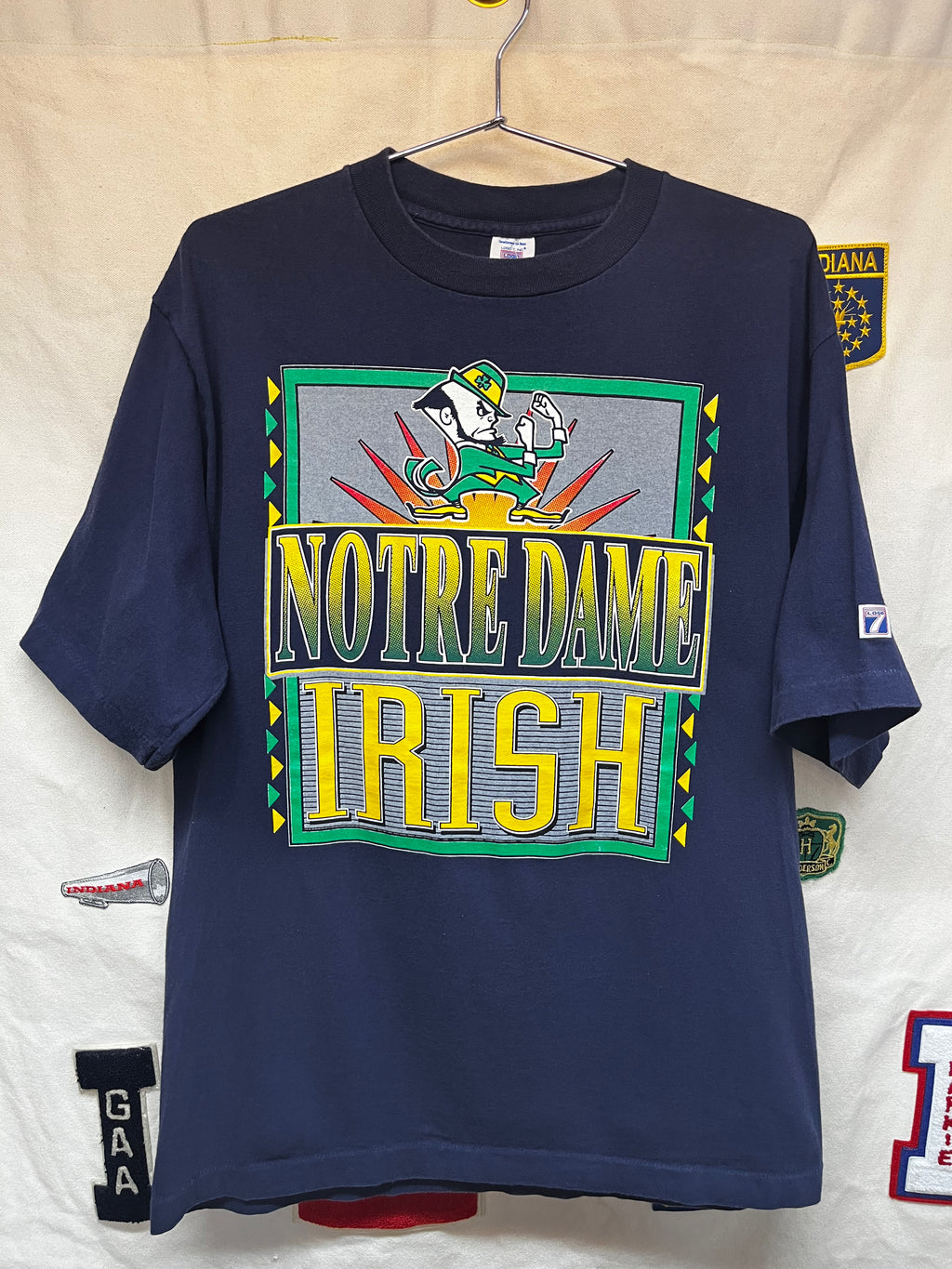 Vintage Notre Dame Fighting Irish Logo 7 Navy T-Shirt: Large