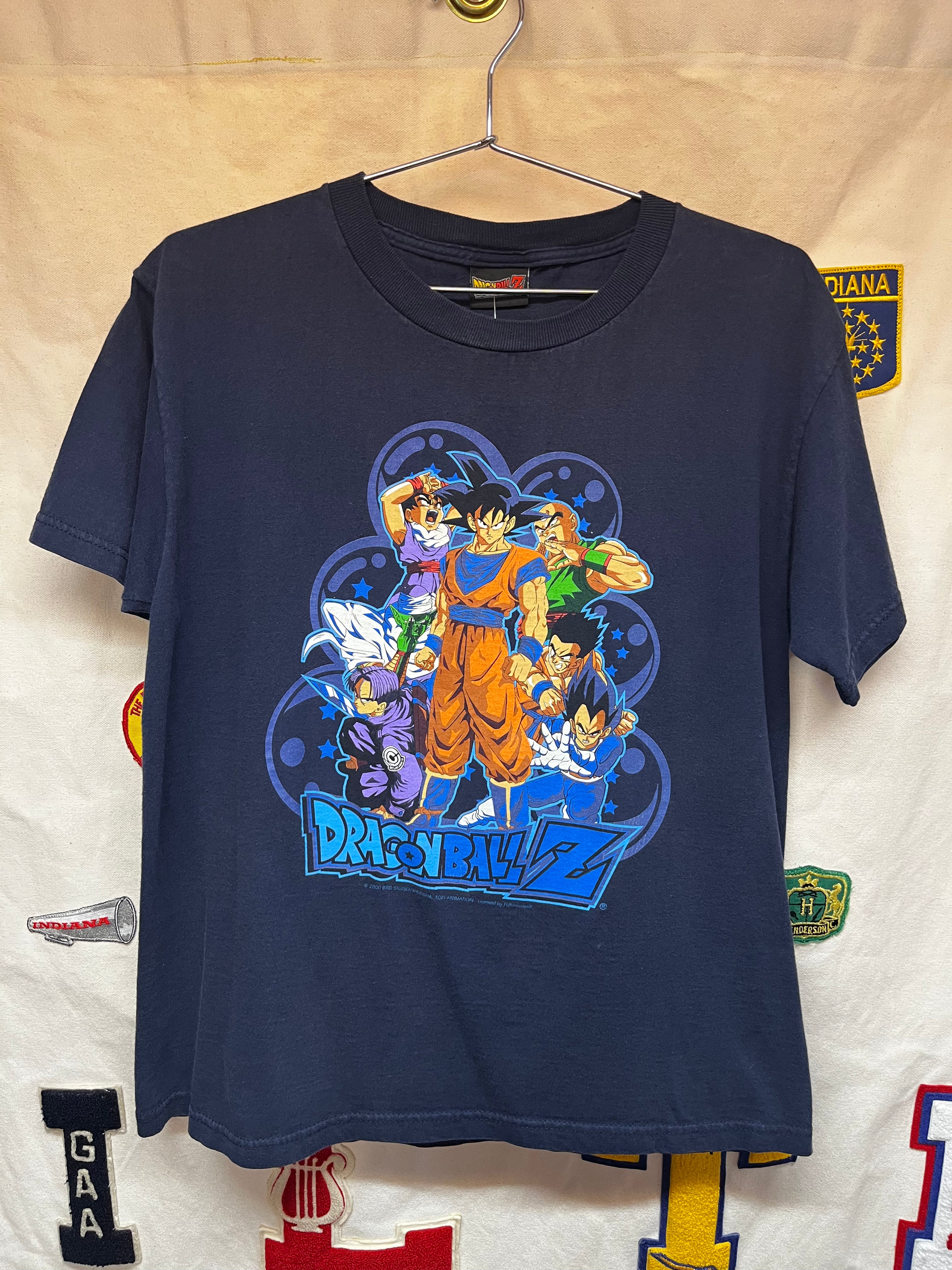 Vintage DragonBall Z Goku Vegeta Gohan Krillin Barda 2000 Navy TV SHow T-Shirt: Medium