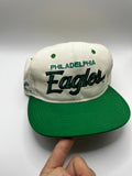 Vtg Philadelphia Eagles Sports Specialties Script Snapback Hat 90s Wool White