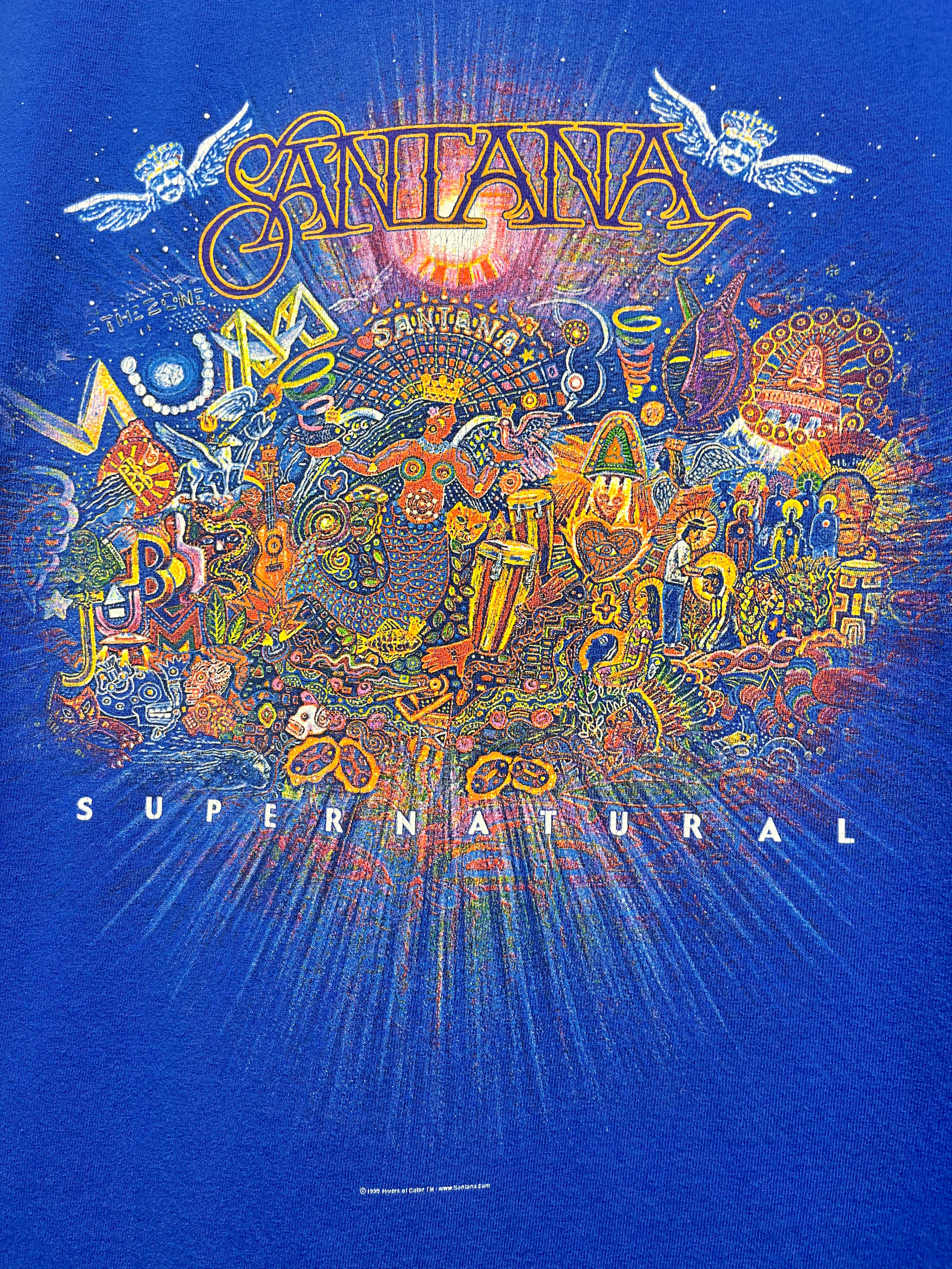Vintage Santana Supernatural 1999 Blue Concert Tour T-Shirt: XL