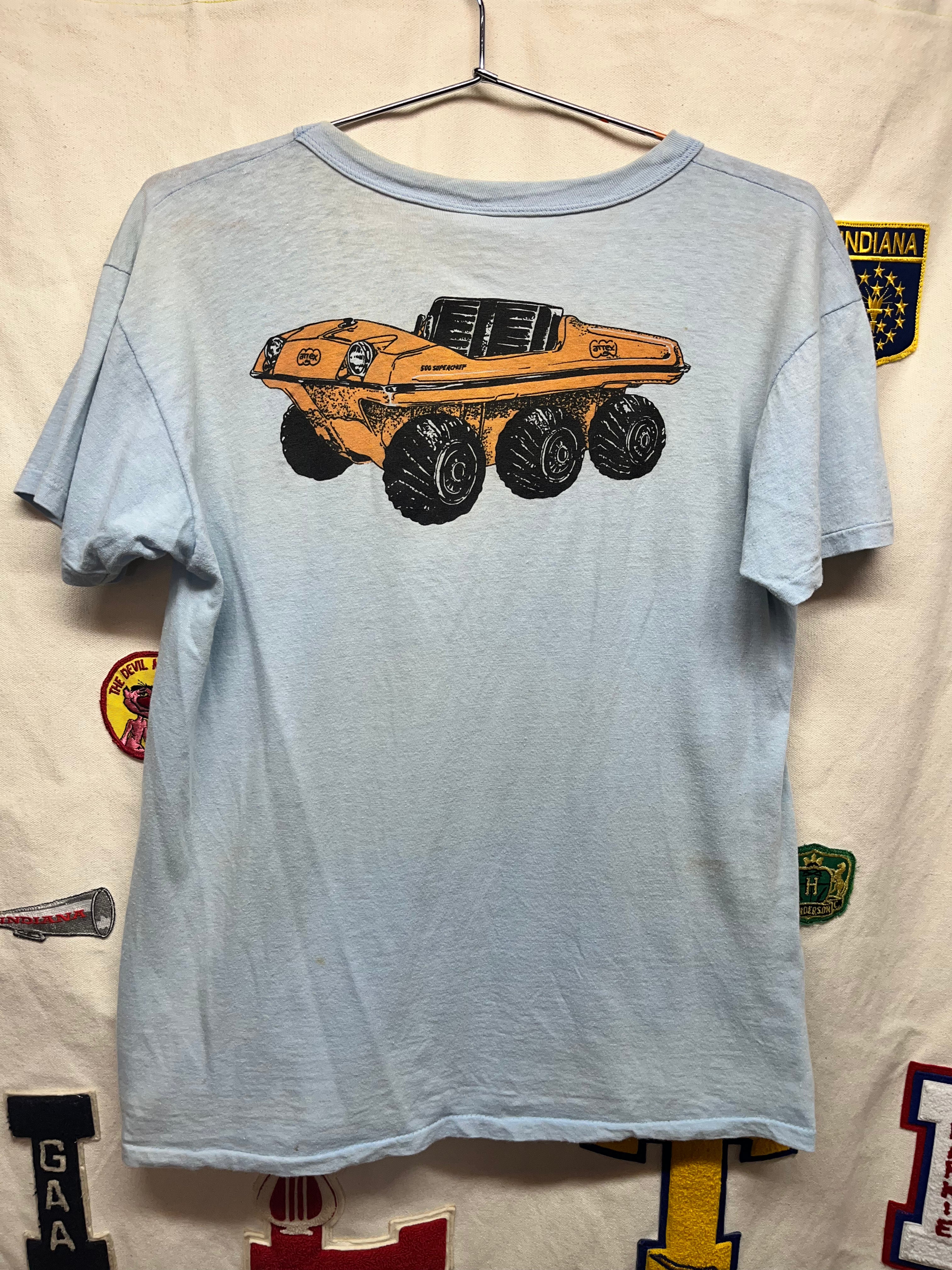 Vintage Attex Inc. 500 Superchief Amphibious All Terrain Vehicle 6x6 70's Light Blue T-Shirt: Large