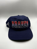 Vintage Atlanta Braves Spellout MLB Navy Annco 90's Snapback Hat