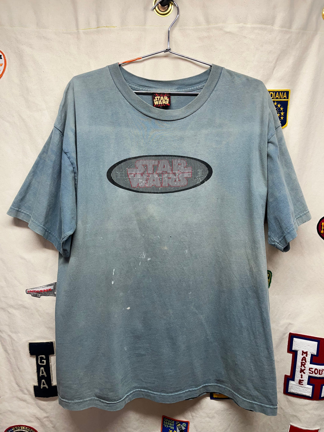 Vintage Star Wars Episode 1 Every Saga Has A Beginning Faded Distressed Blue Movie T-Shirt: XL