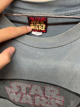 Load image into Gallery viewer, Vintage Star Wars Episode 1 Every Saga Has A Beginning Faded Distressed Blue Movie T-Shirt: XL
