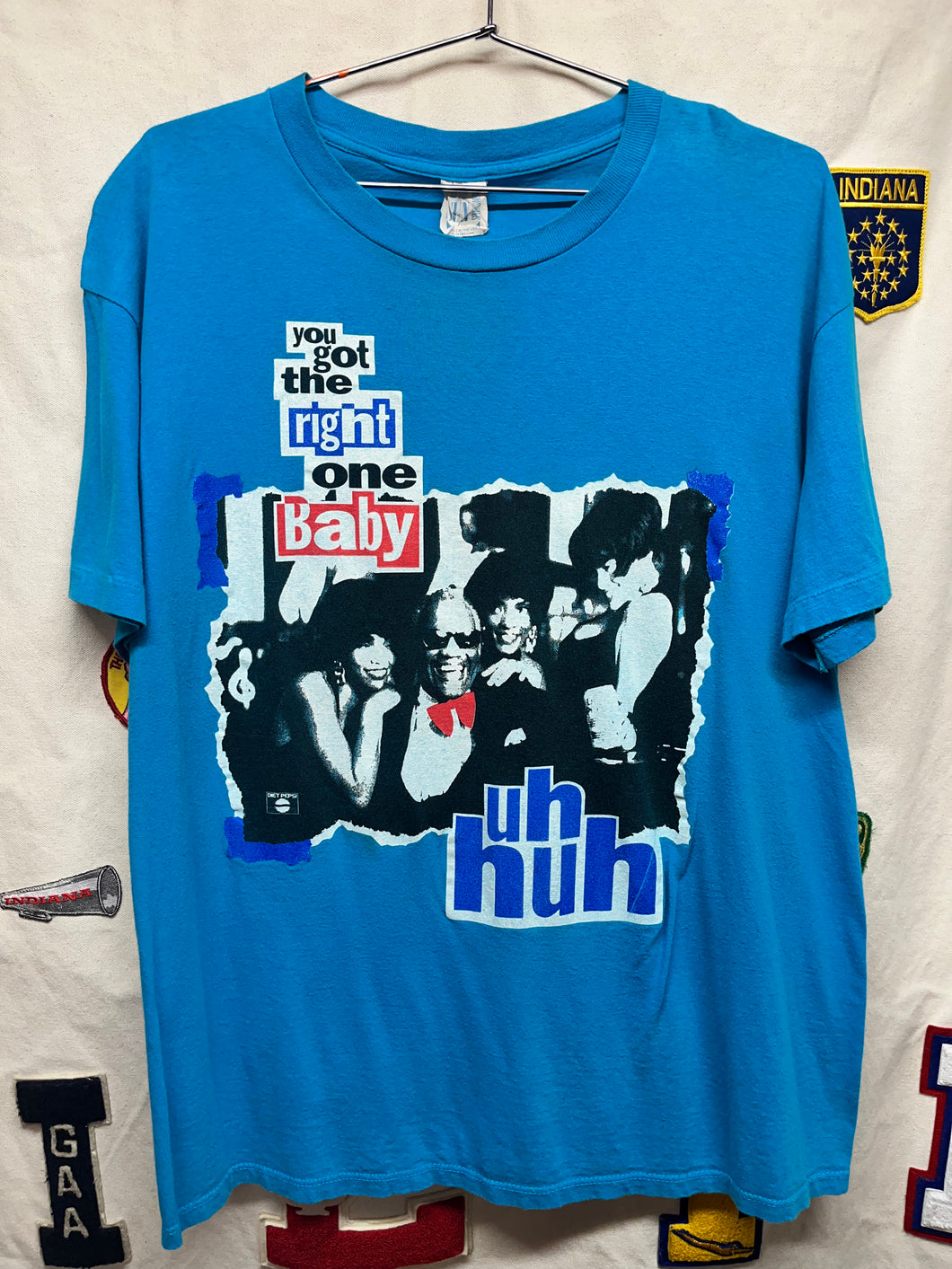 Vintage Pepsi Ray Charles The Right One Baby Uh Huh Blue 90's Promo T-Shirt: XL