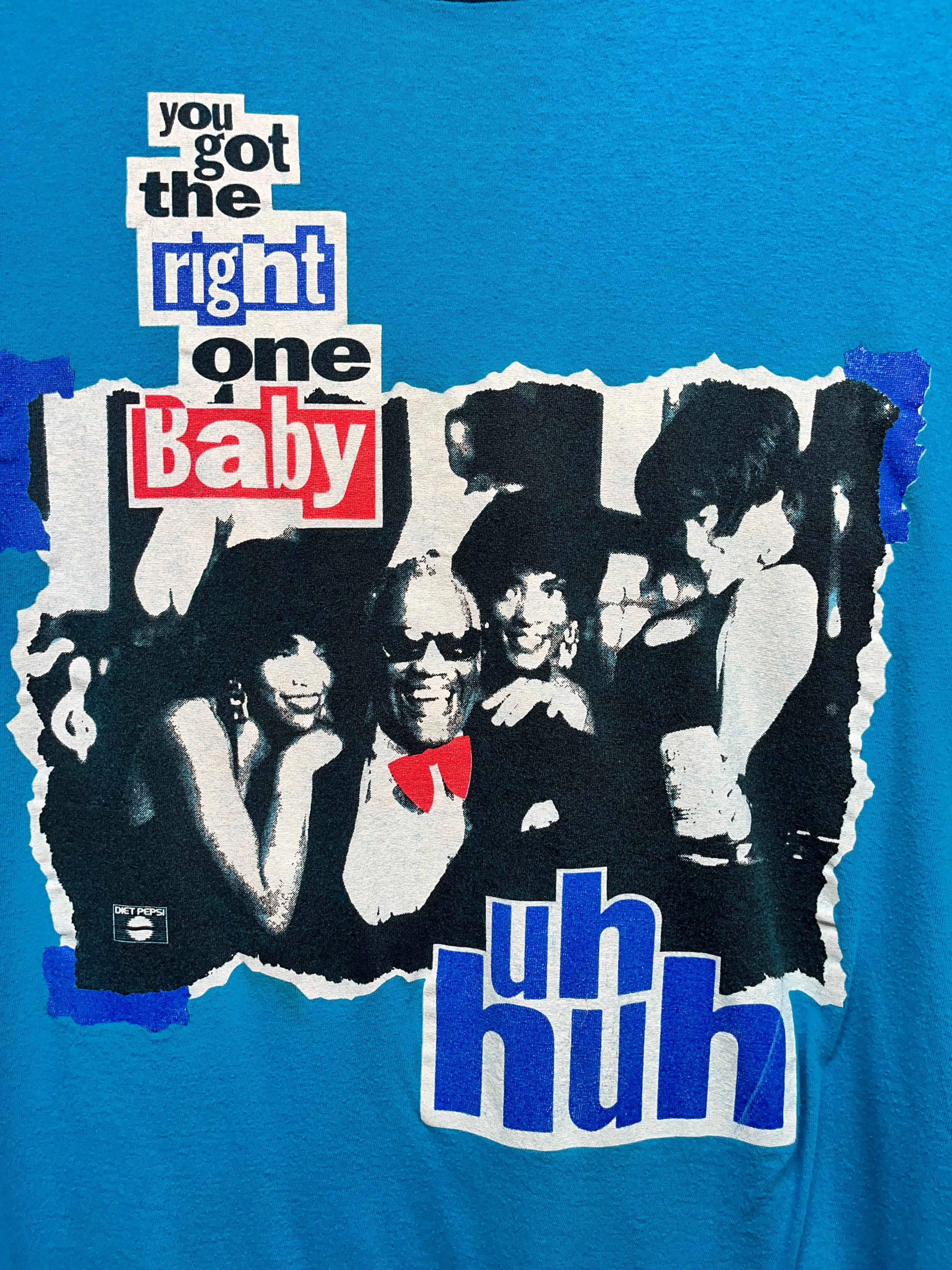 Vintage Pepsi Ray Charles The Right One Baby Uh Huh Blue 90's Promo T-Shirt: XL