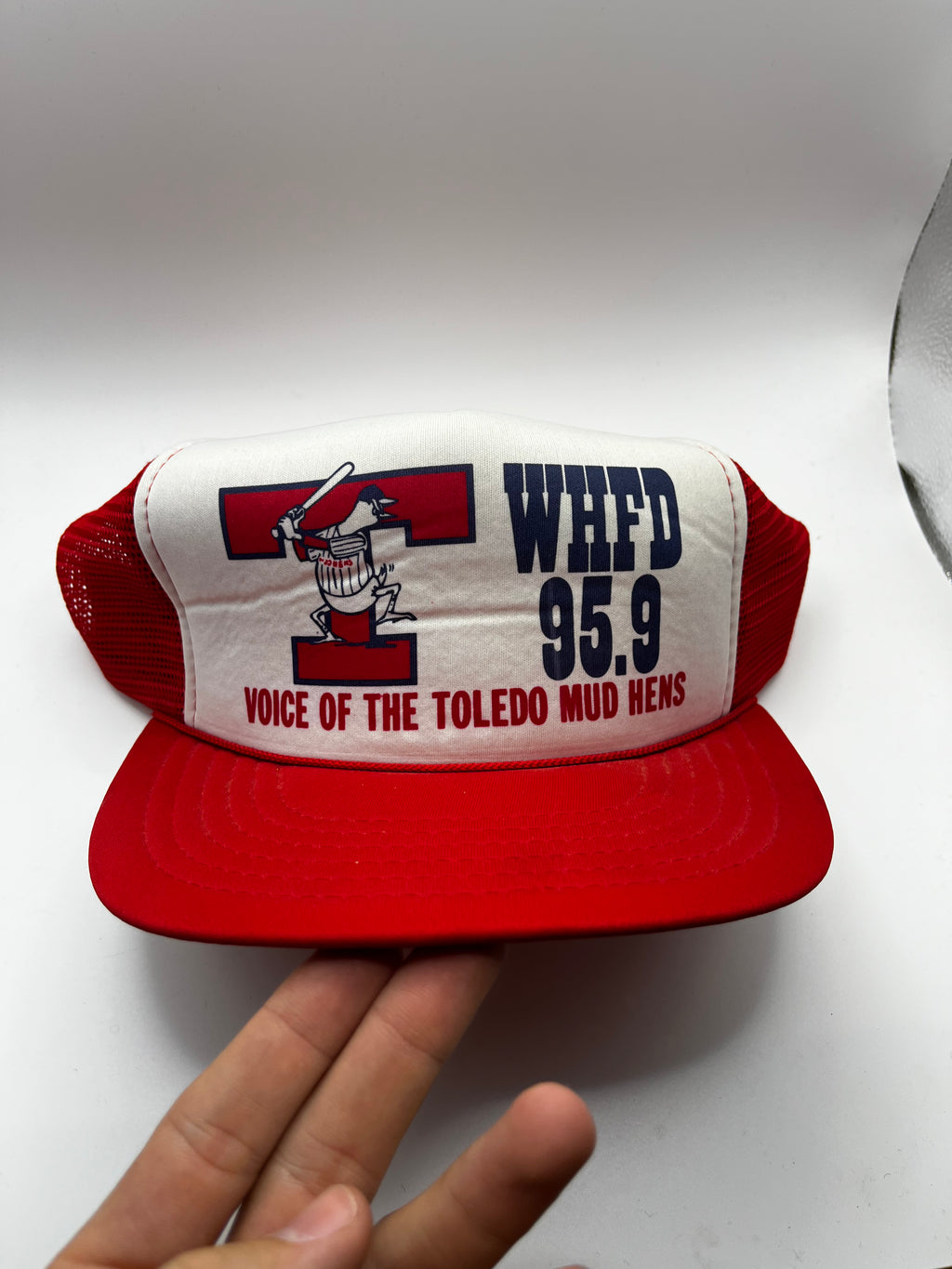 Vintage Toledo Mud Hens Minor League Baseball WHFD 95.9 80's Mesh Trucker Snapback Hat