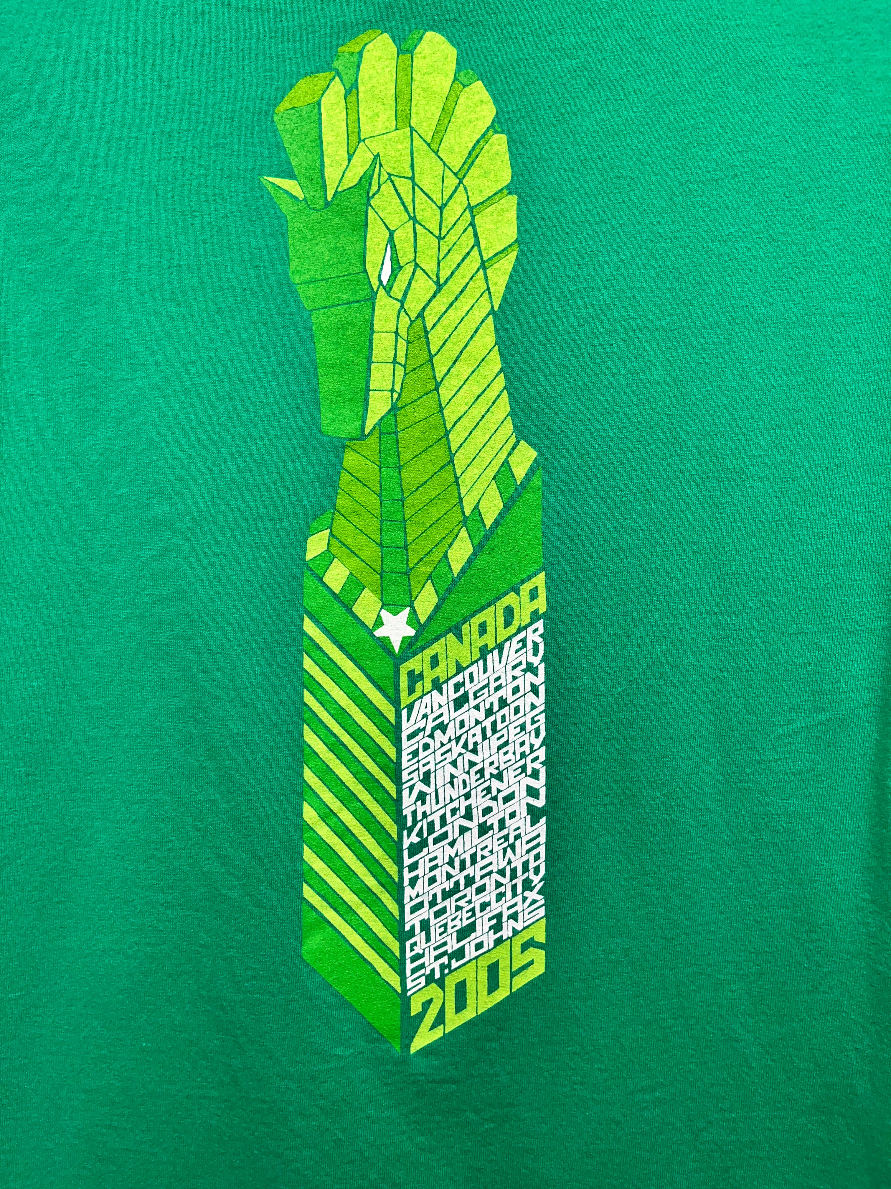 Vintage Pearl Jam Canada 2005 Green Concert Tour T-Shirt: Medium