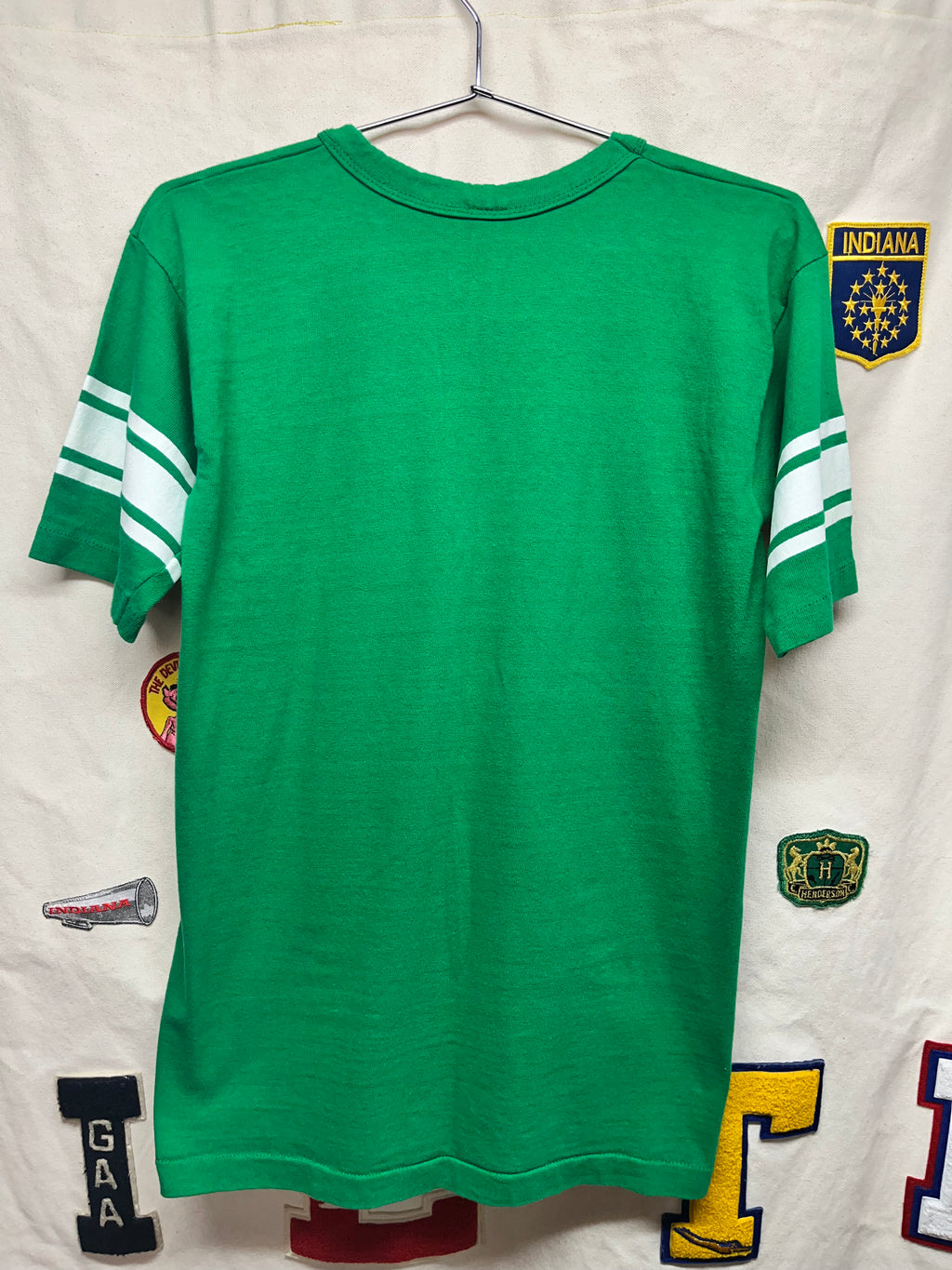 Vintage Notre Dame Cotton Bowl 1978 Football Champion Blue Bar Mascot Green Stripe T-Shirt: XL