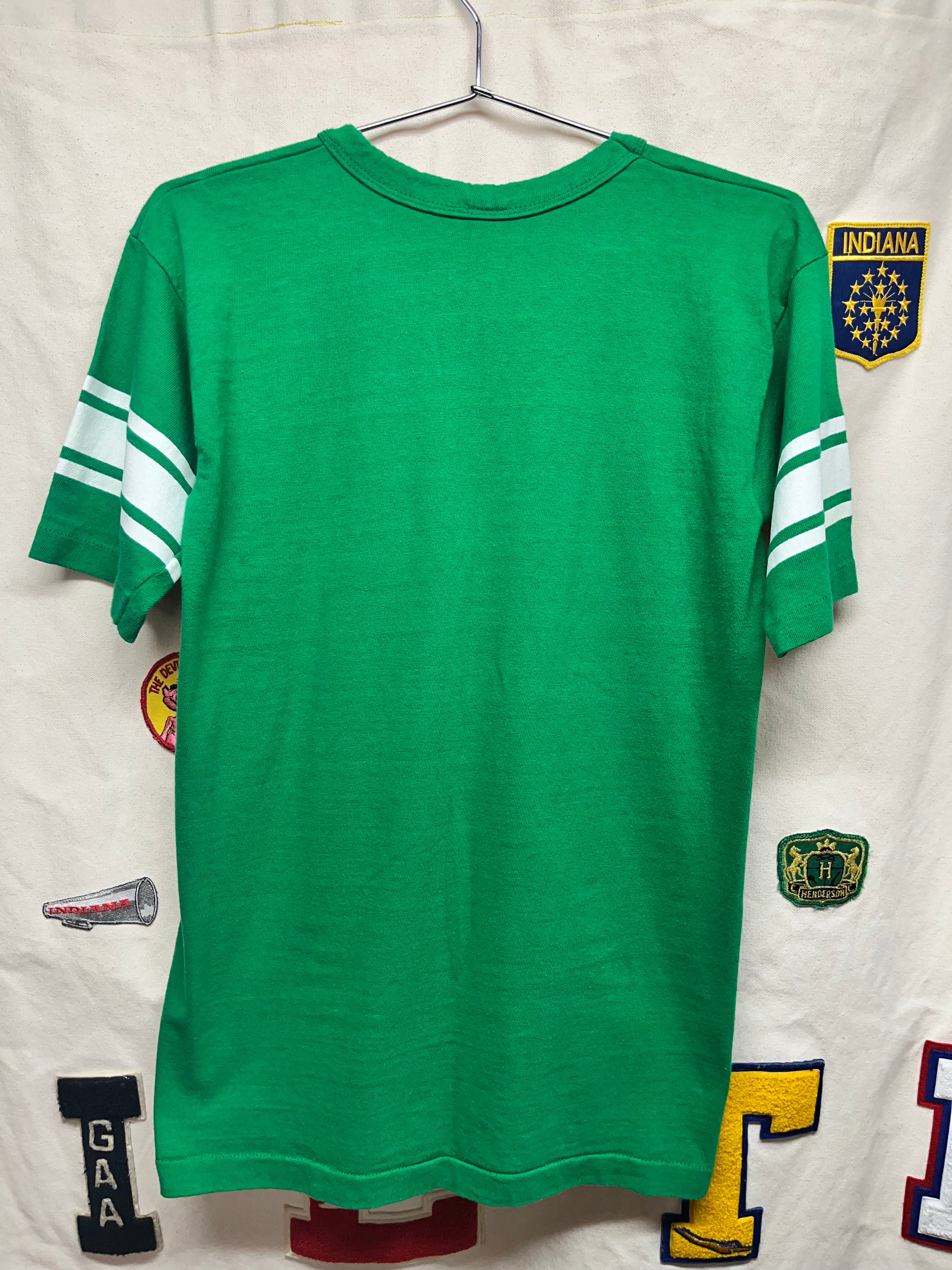 Vintage Notre Dame Cotton Bowl 1978 Football Champion Blue Bar Mascot Green Stripe T-Shirt: XL