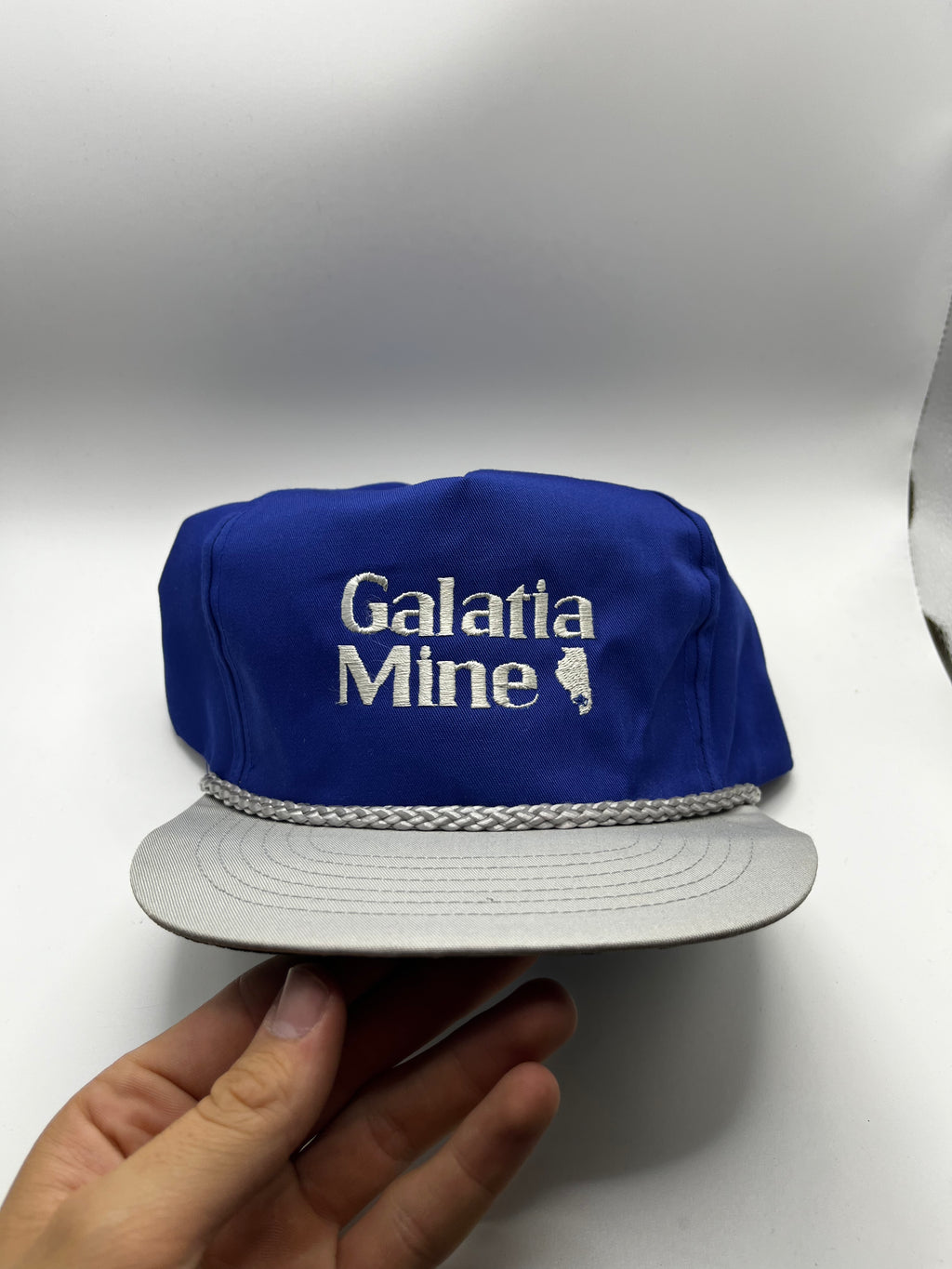 Vintage Galatia Mine Illinois Blue Grey Rope Snapback Hat
