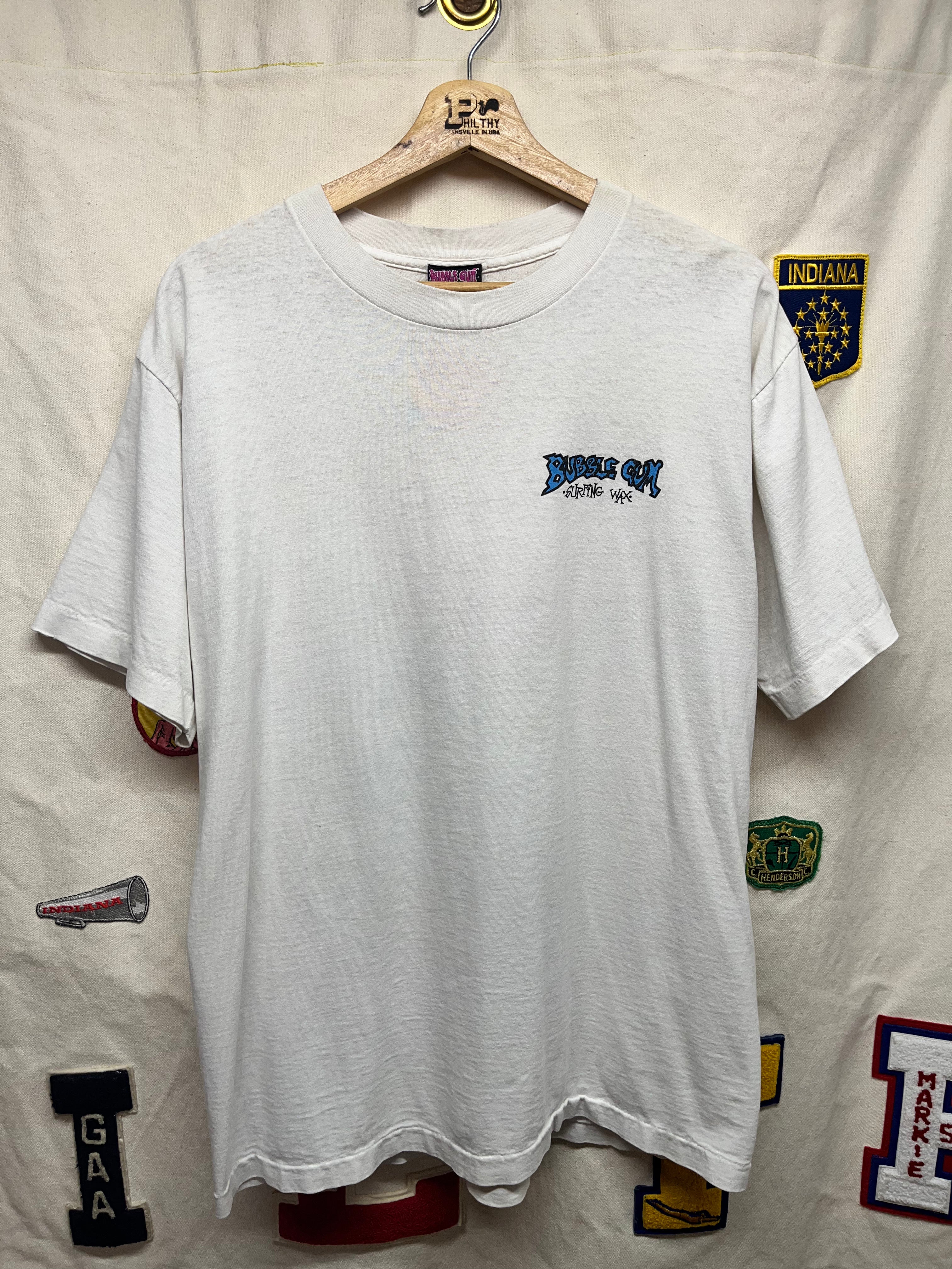 Vintage Bubble Gum Surfing Wax My Woodie Surf White T-Shirt: Large