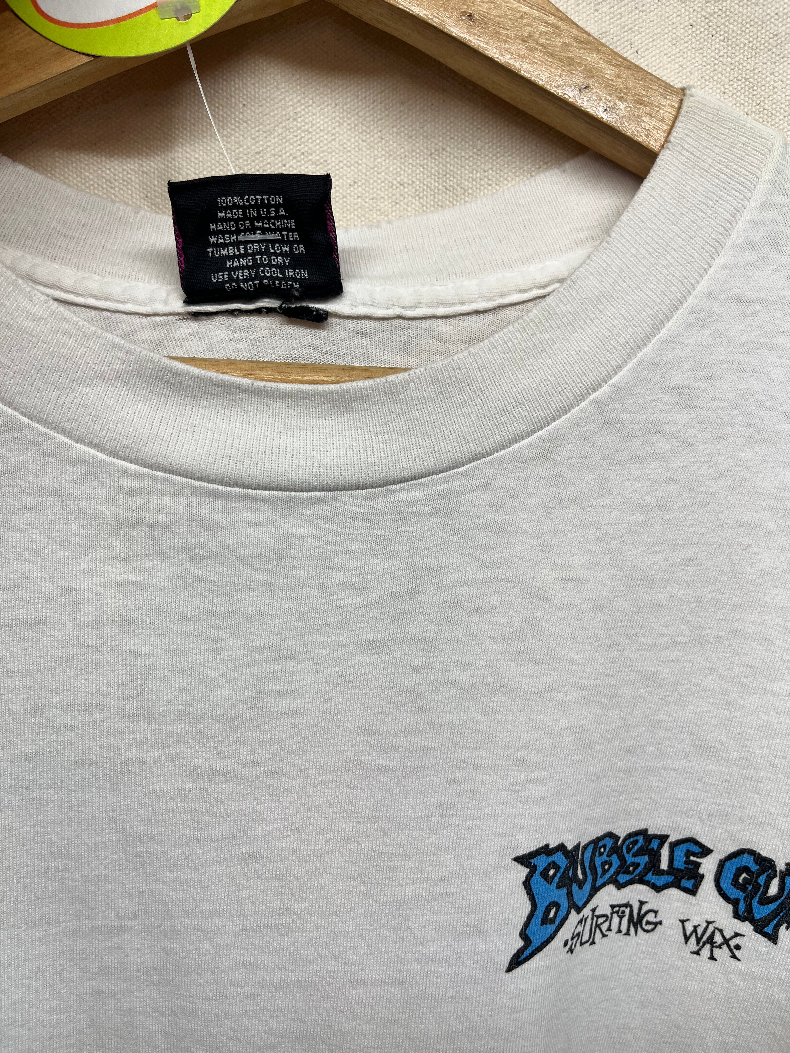 Vintage Bubble Gum Surfing Wax My Woodie Surf White T-Shirt: Large