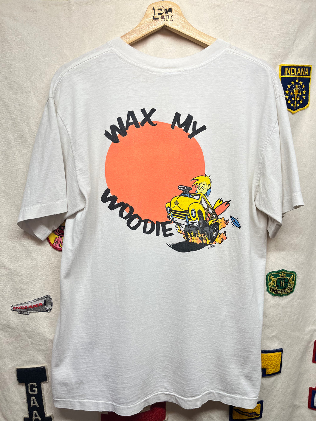 Vintage Bubble Gum Surfing Wax My Woodie Surf White T-Shirt: Large