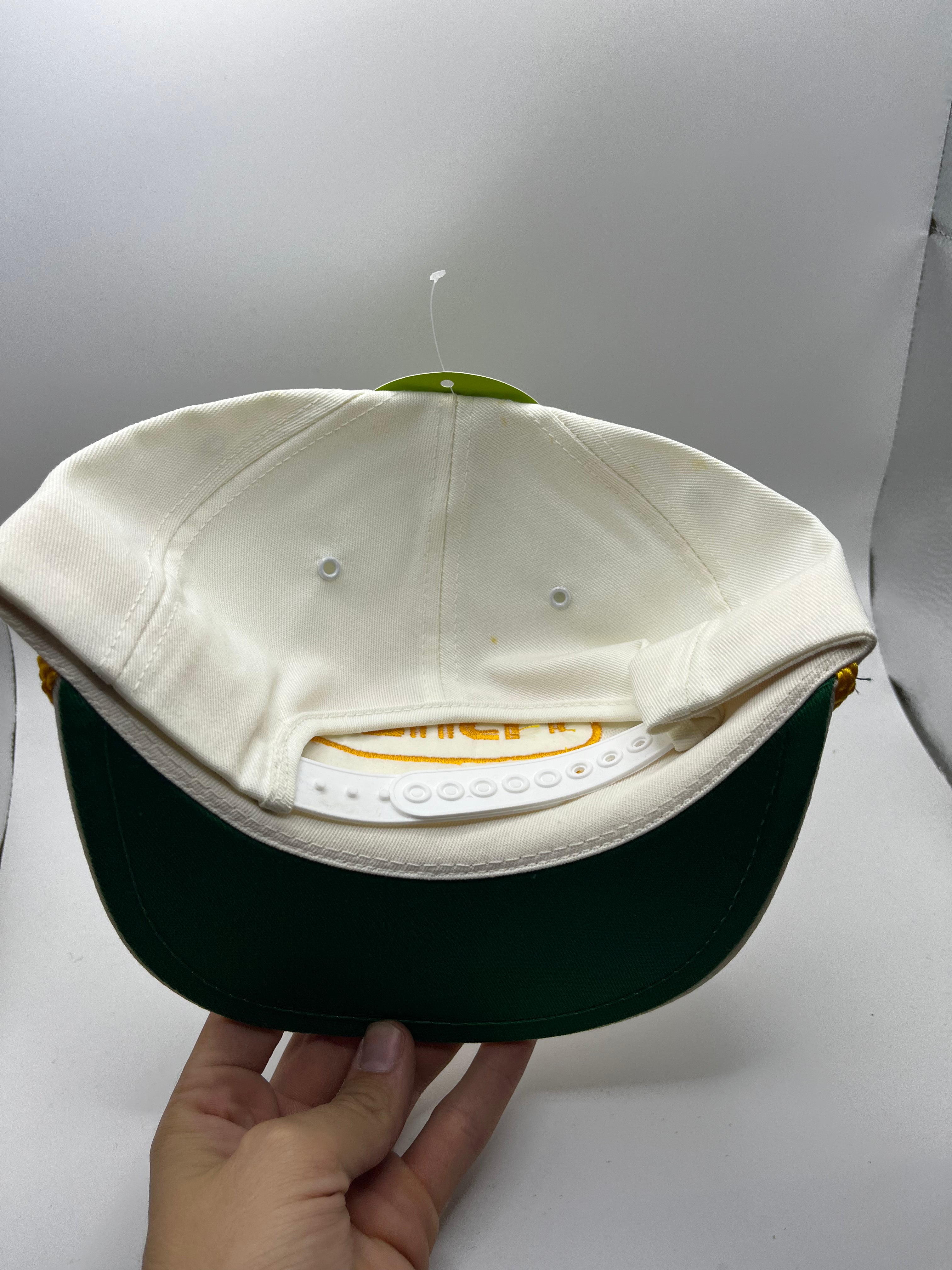 Vintage Fisher Controls Scrambled Eggs Rope Snapback White Yellow Hat