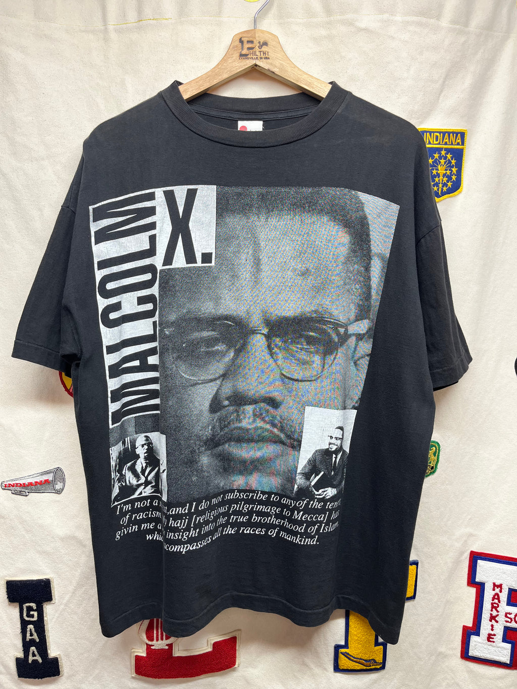 Vintage Malcolm X 90's Black Pride Anti-Racism Rap Political Bootleg T-Shirt: XL