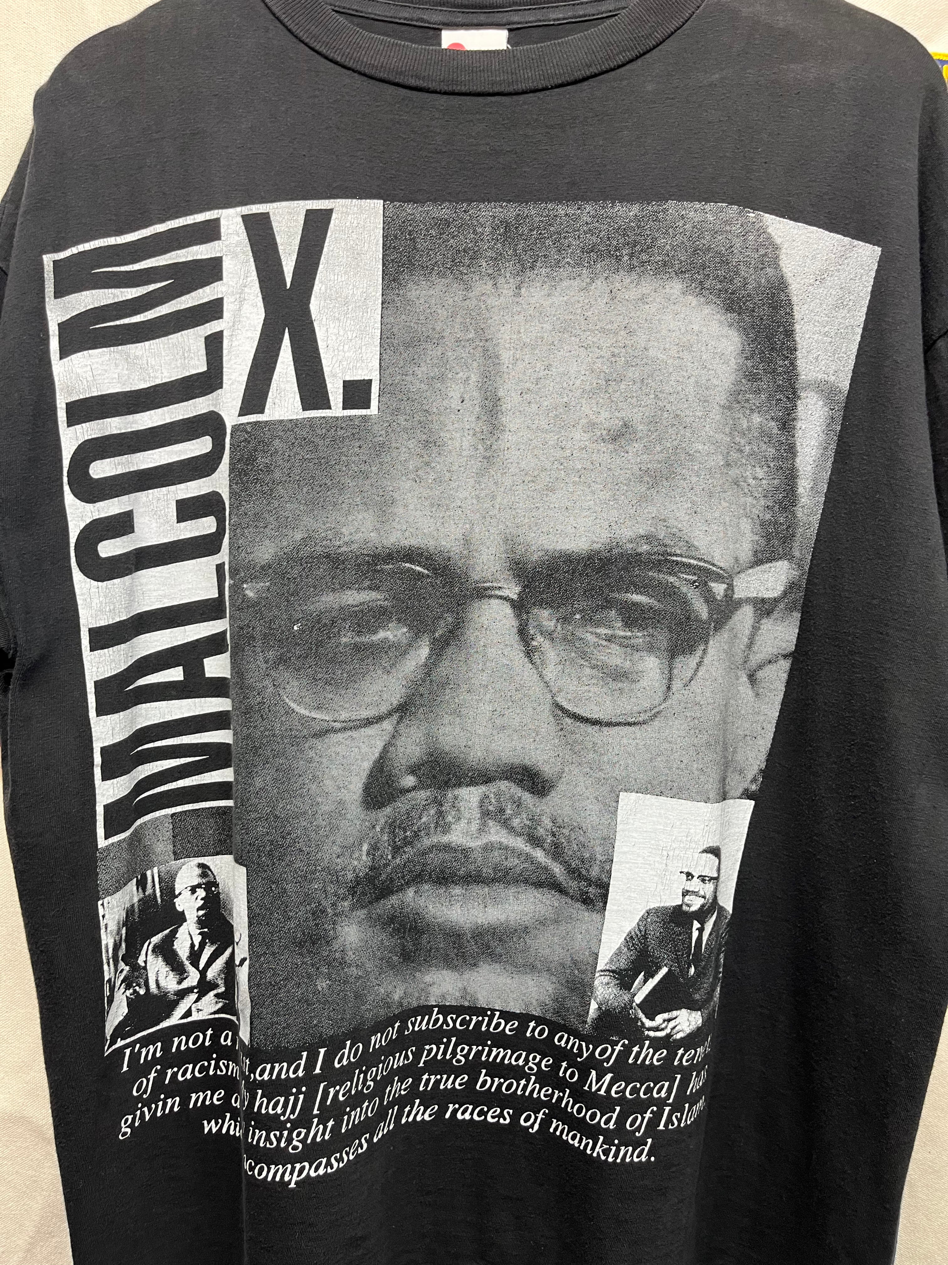 Vintage Malcolm X 90's Black Pride Anti-Racism Rap Political Bootleg T-Shirt: XL