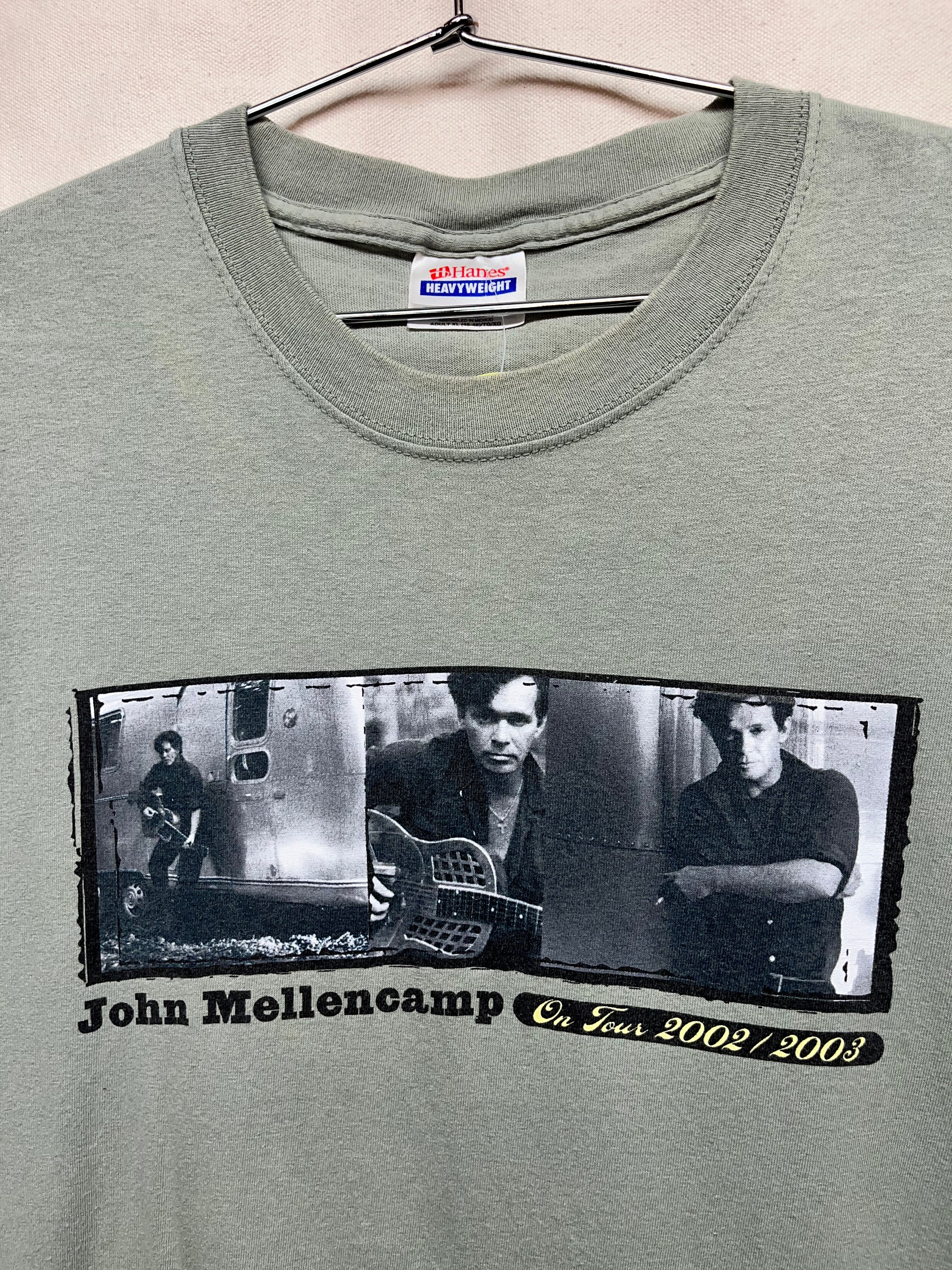 Vintage John Mellencamp On Tour 2002 2003 Concert Green T-Shirt: XL