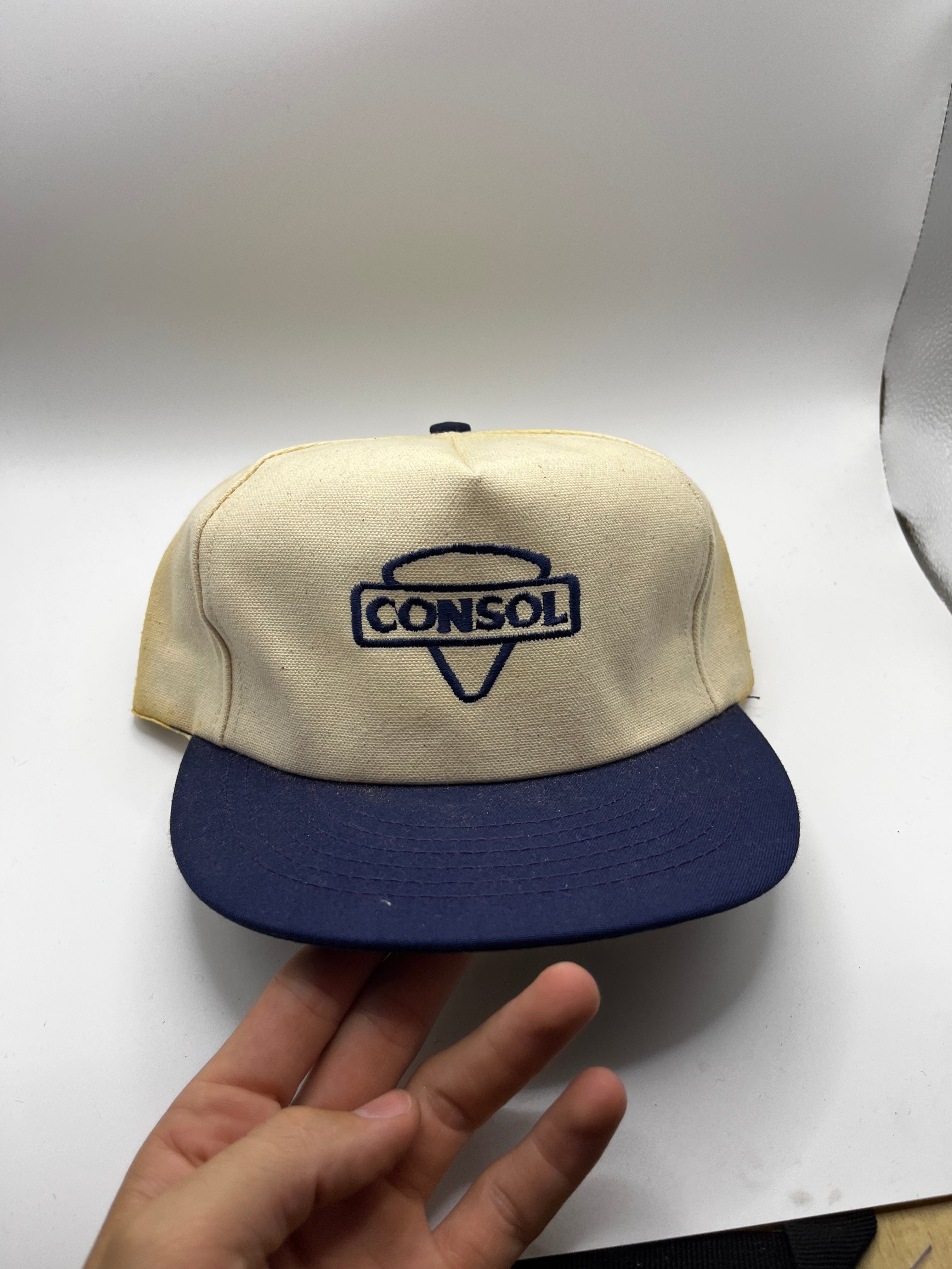 Vintage Consol Oil Advertising Company Canvas Navy Snapback Hat