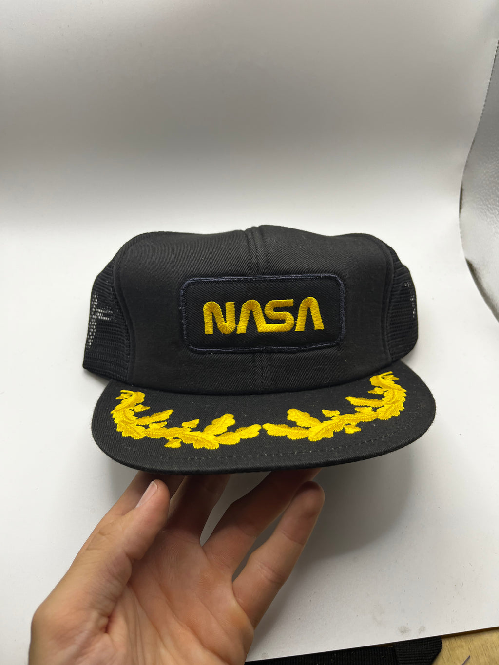 Vintage NASA Space Patch Mesh Trucker Scrambled Eggs Black Snapback Hat
