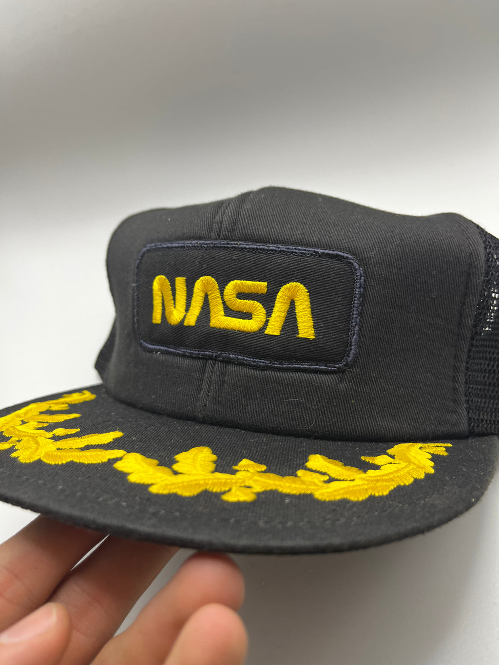 Vintage NASA Space Patch Mesh Trucker Scrambled Eggs Black Snapback Hat