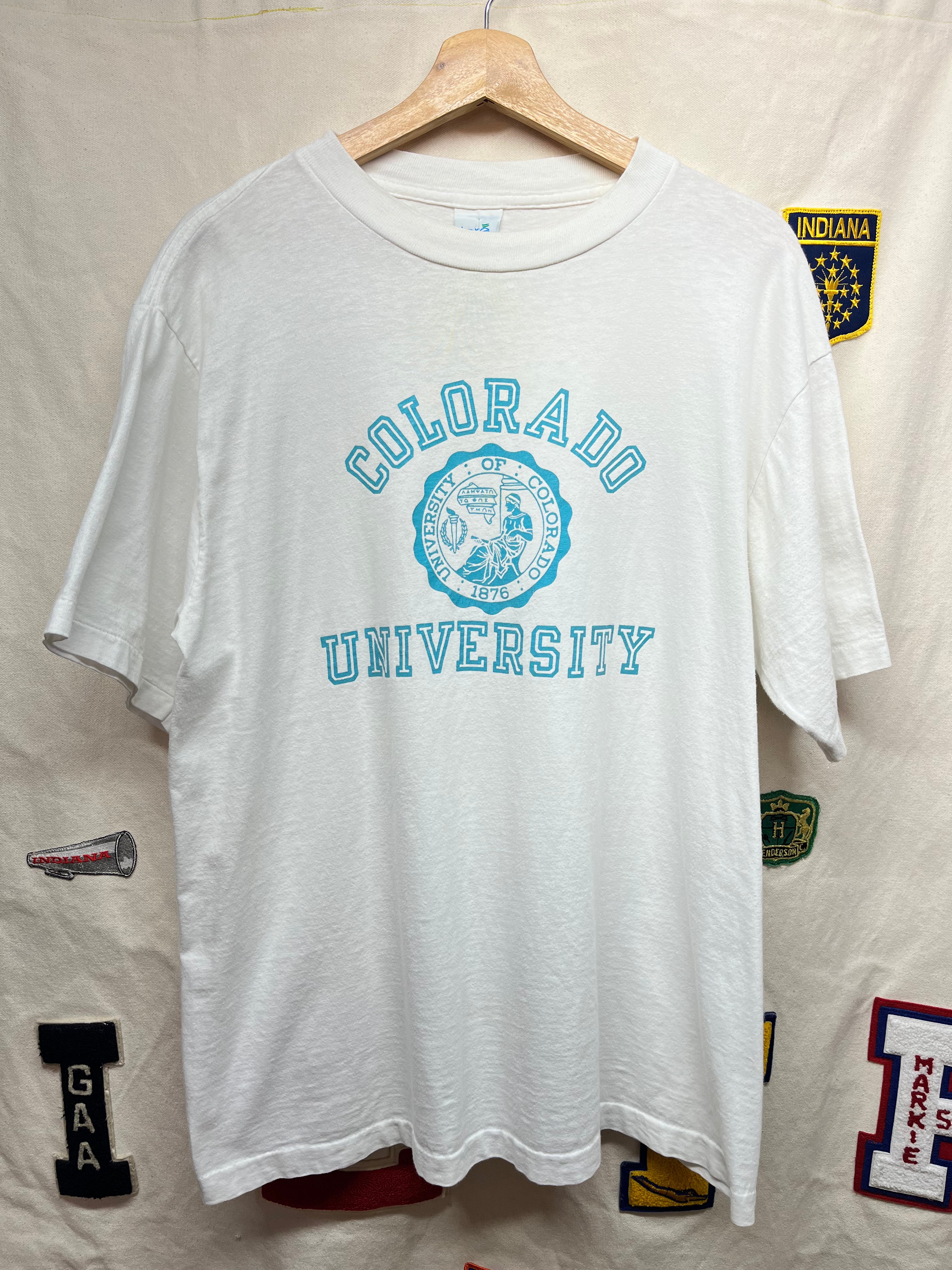 Vintage Colorado University CU Crest 90's White Alore T-Shirt: XL
