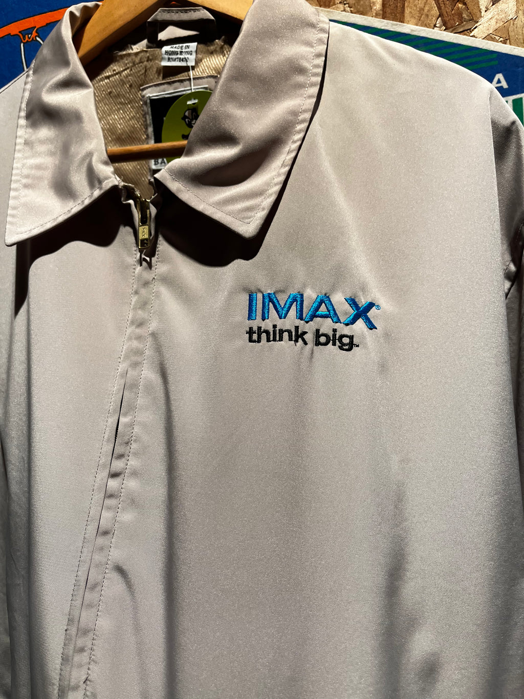 Vintage iMax Think Big Promo Nylon Tan Harrington Jacket: Large